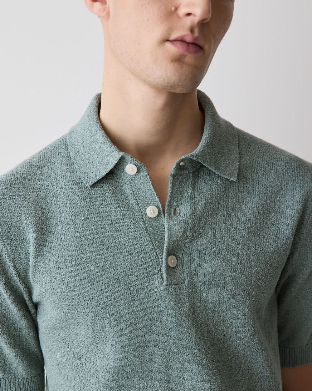 Short-Sleeve Bouclé Polo Sweater - Image 10