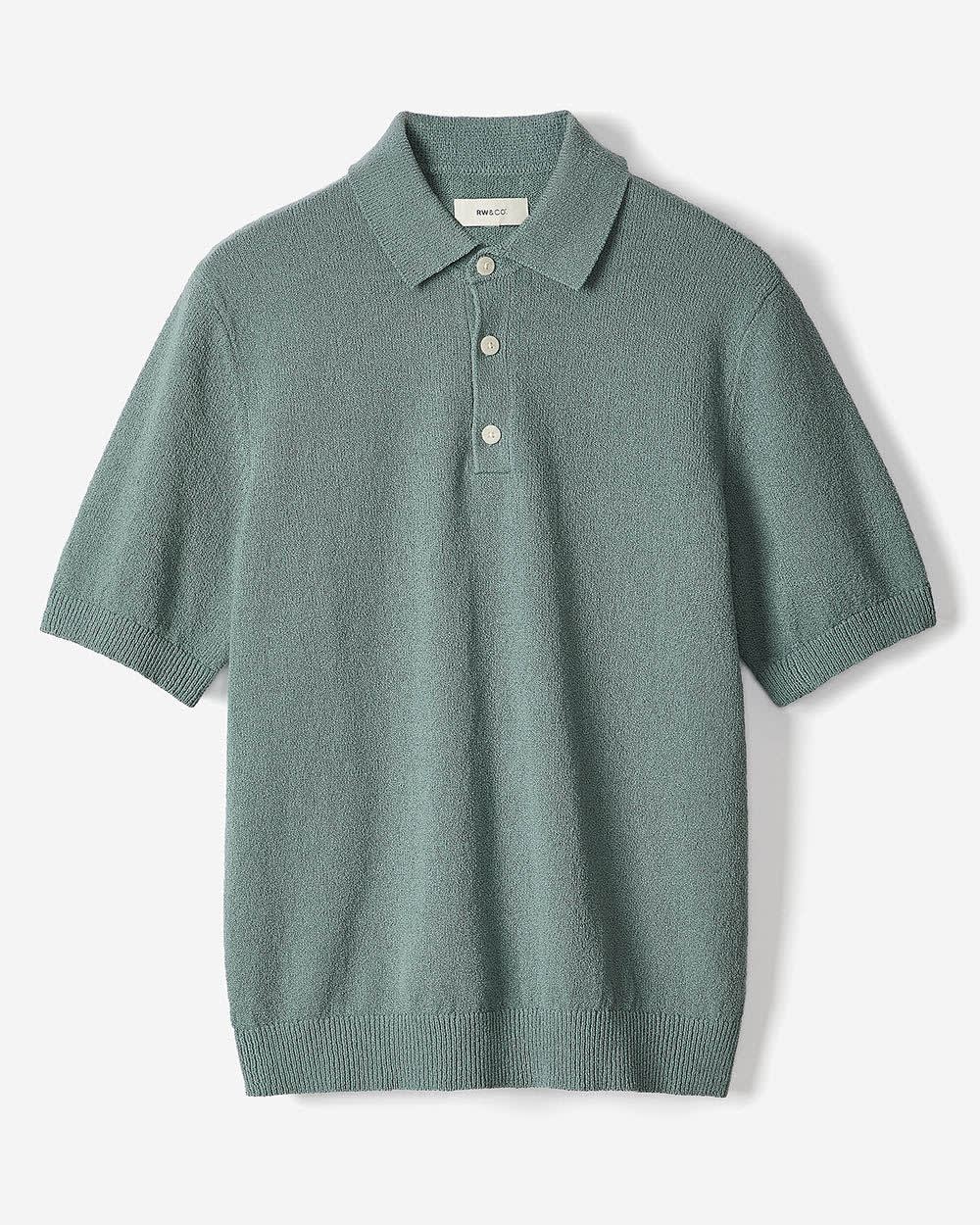 Short-Sleeve Bouclé Polo Sweater - Image 12