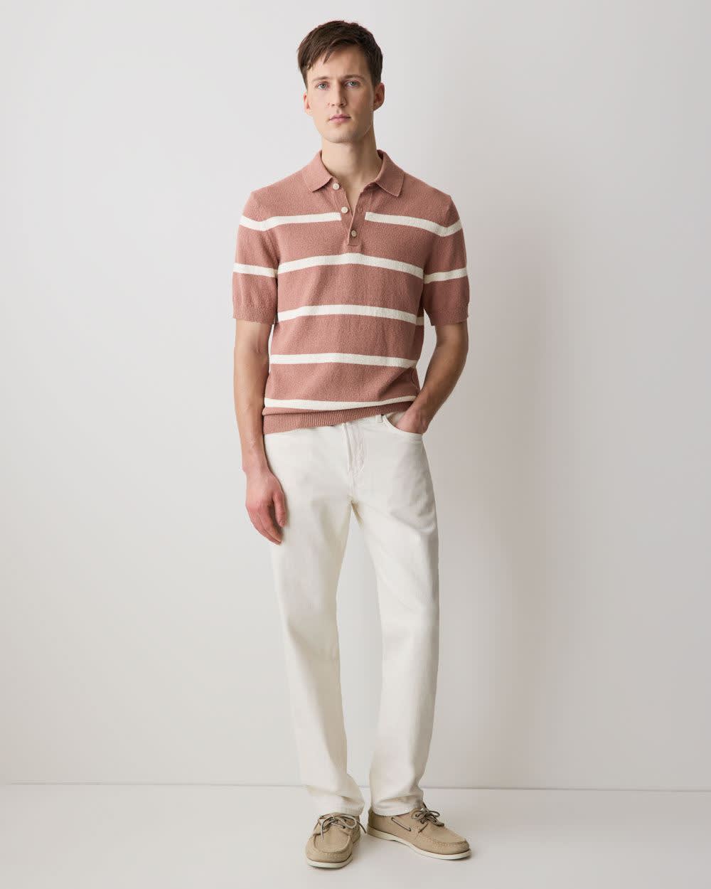 Short-Sleeve Bouclé Polo Sweater - Image 14