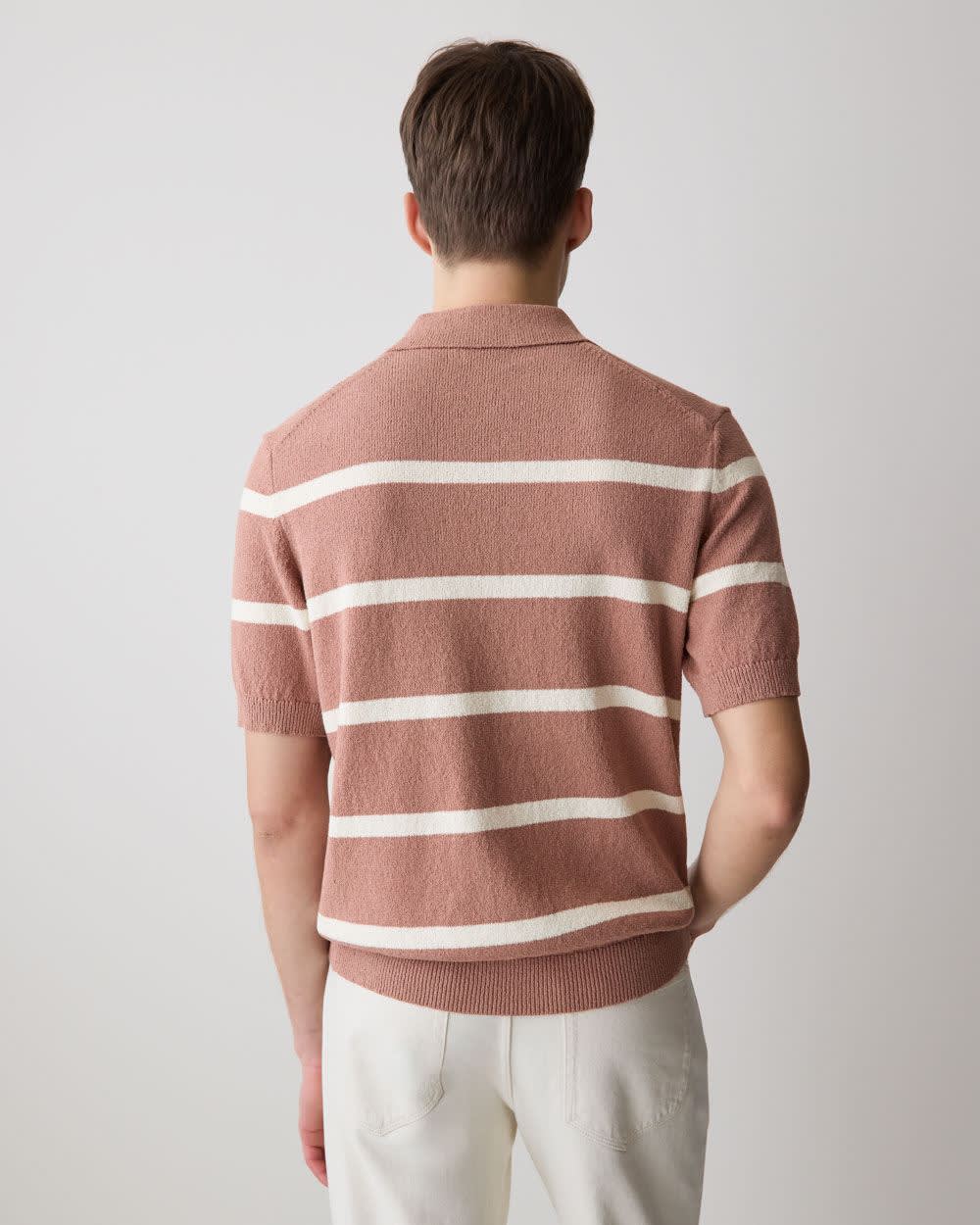 Short-Sleeve Bouclé Polo Sweater - Image 15