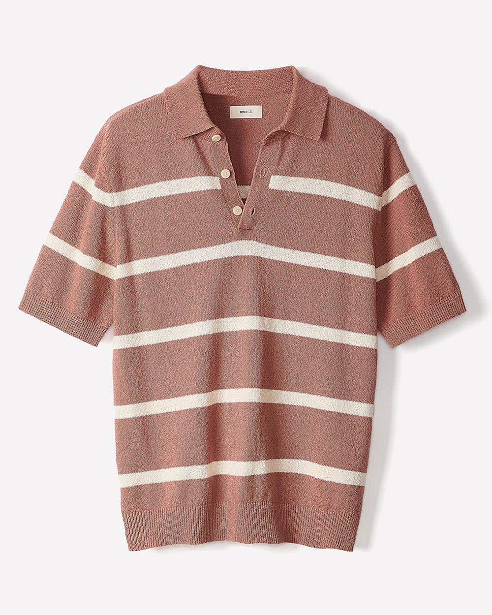 Short-Sleeve Bouclé Polo Sweater - Image 18