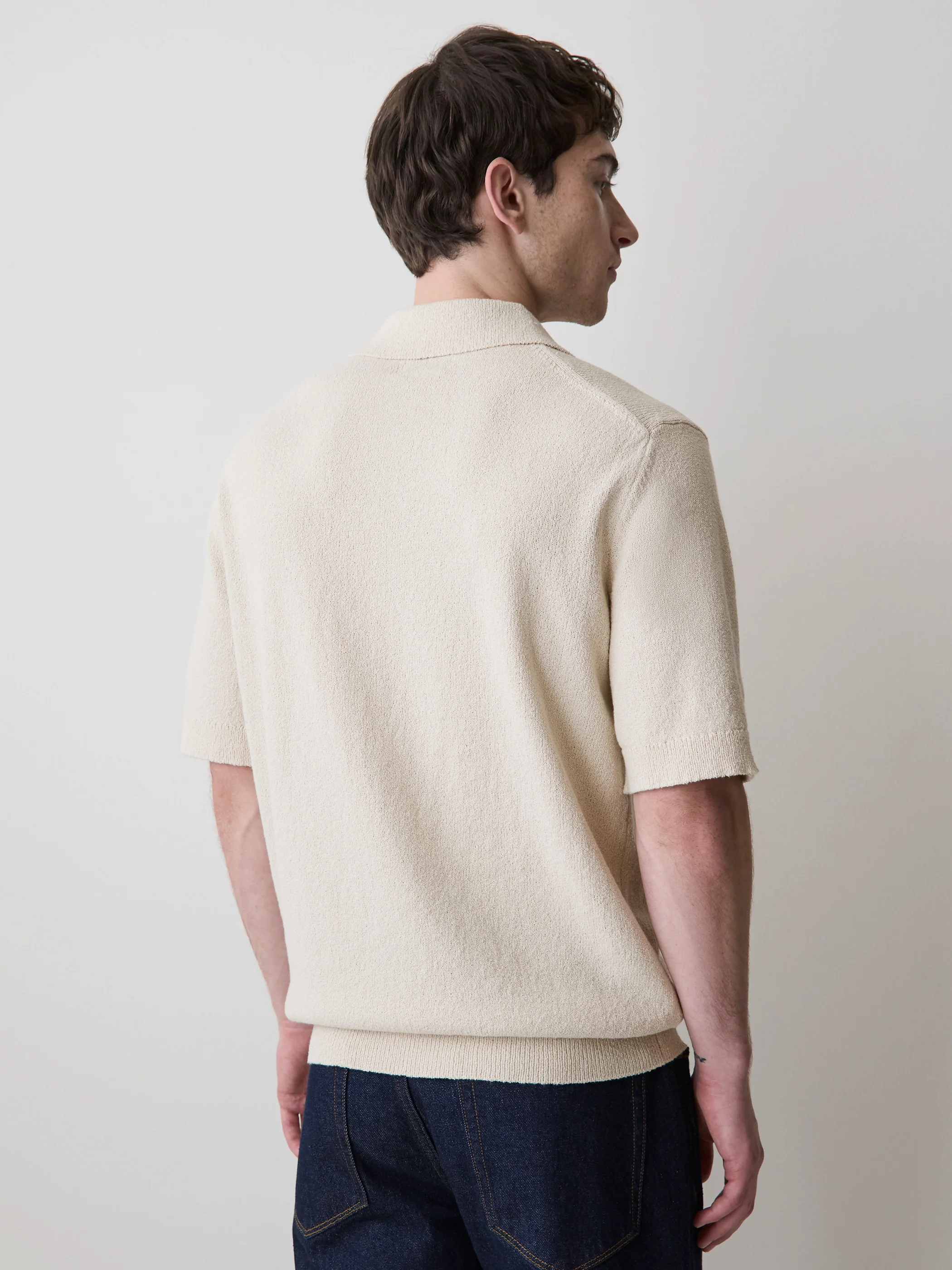 Short-Sleeve Bouclé Polo Sweater - Image 3