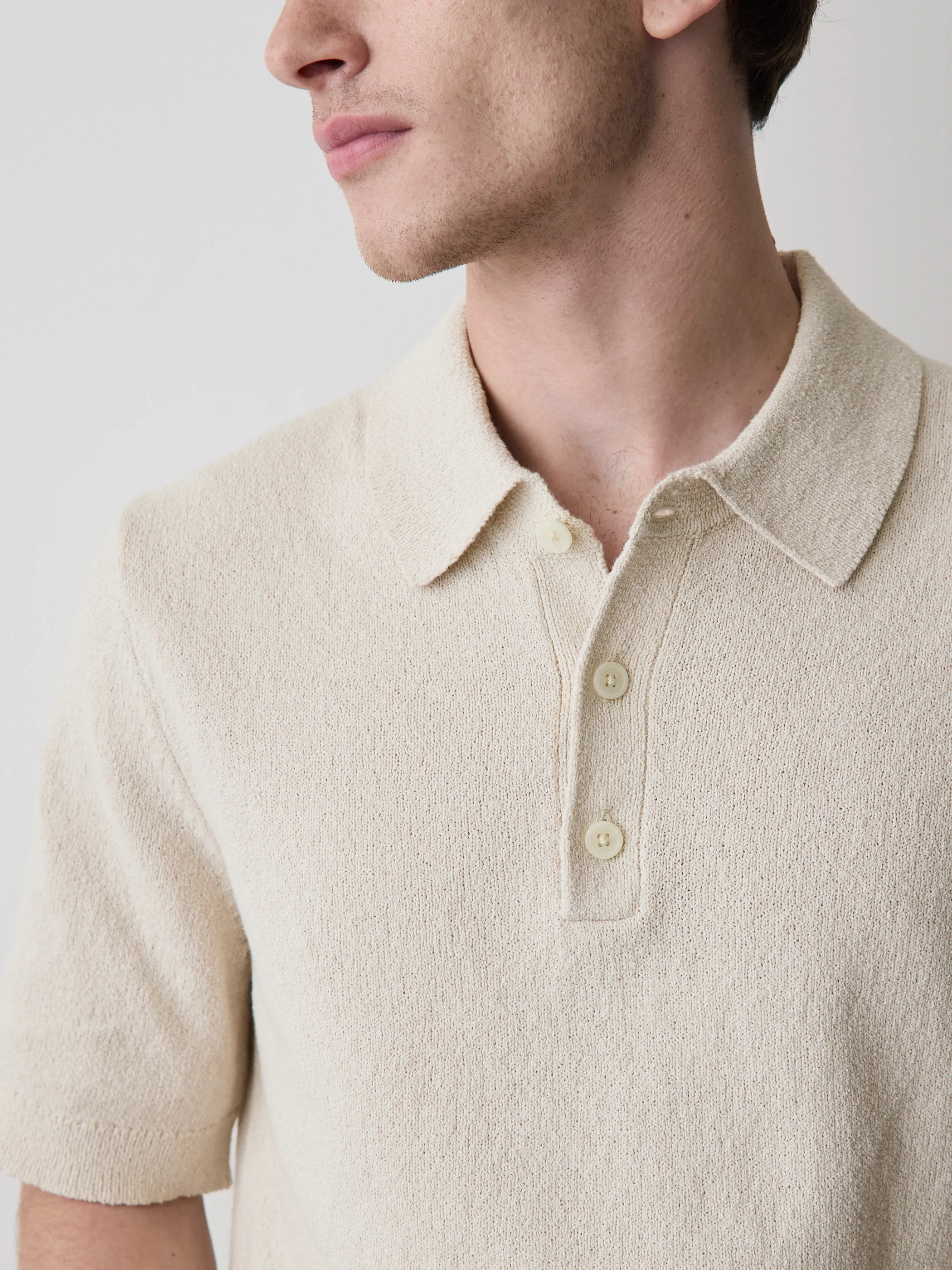 Short-Sleeve Bouclé Polo Sweater - Image 4