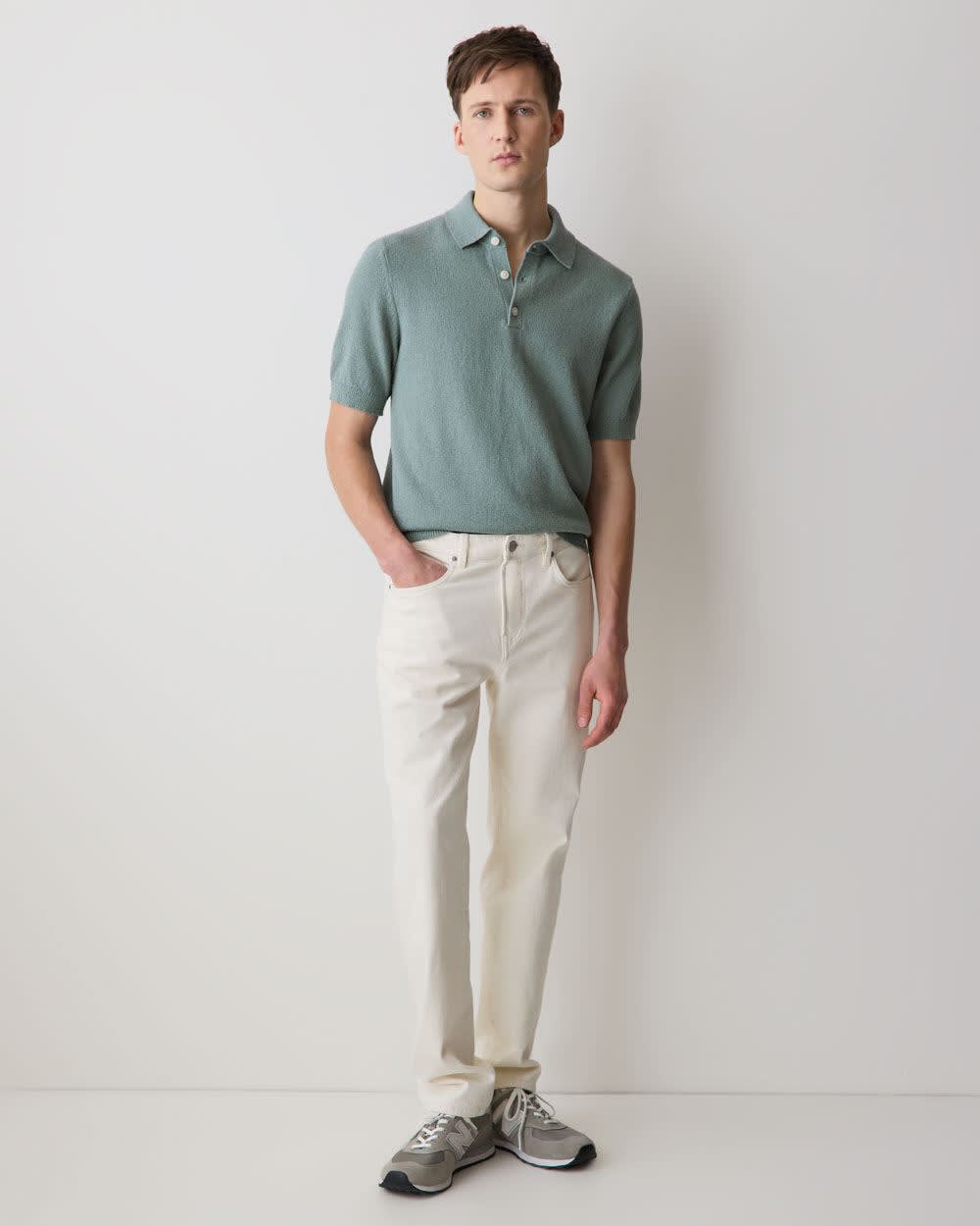 Short-Sleeve Bouclé Polo Sweater - Image 8