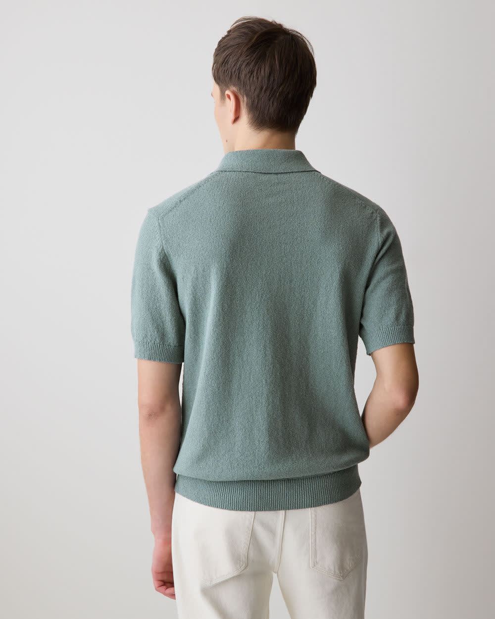 Short-Sleeve Bouclé Polo Sweater - Image 9