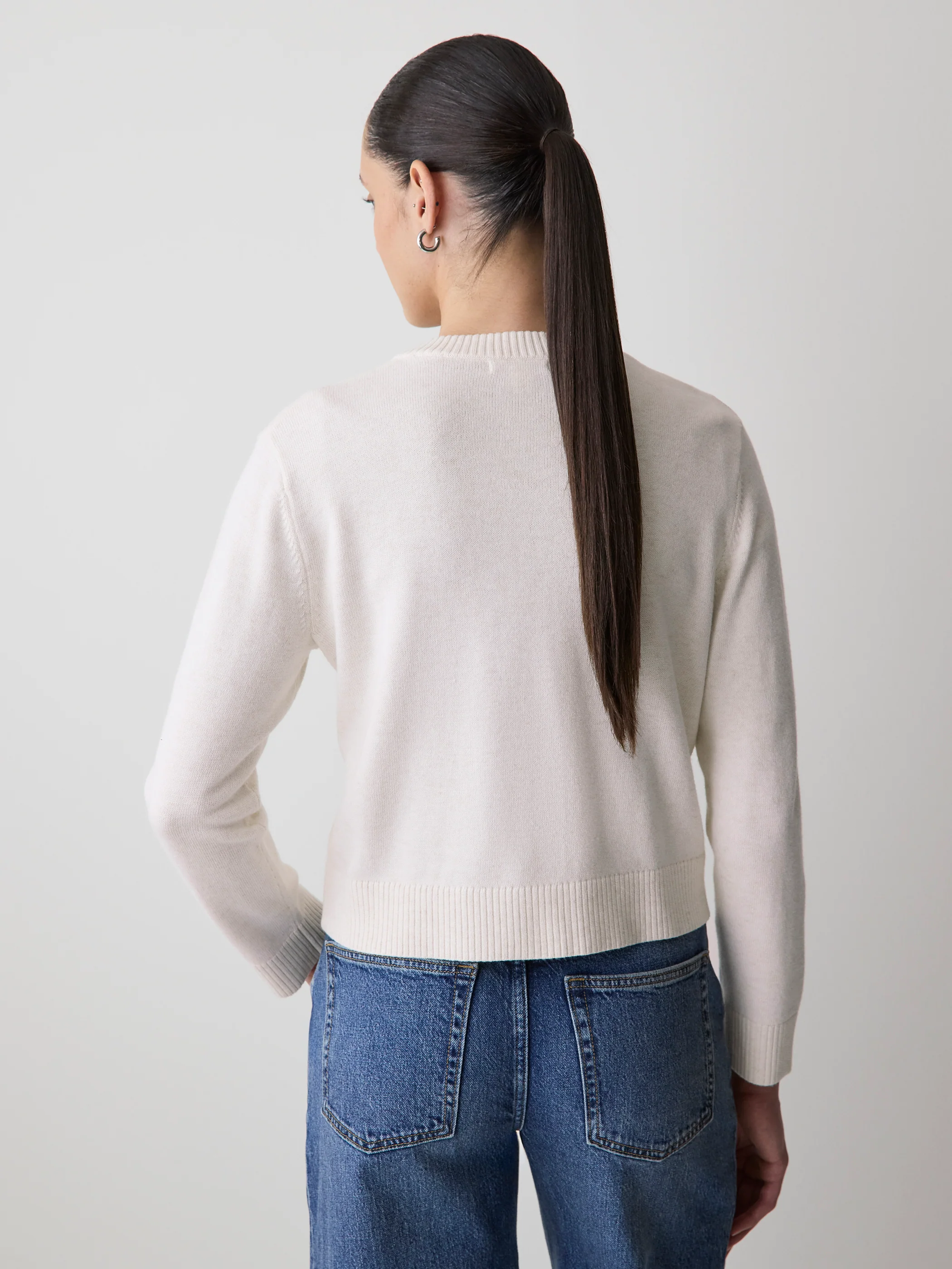 Wool-Blend Long-Sleeve Crew-Neck Cardigan - Image 3