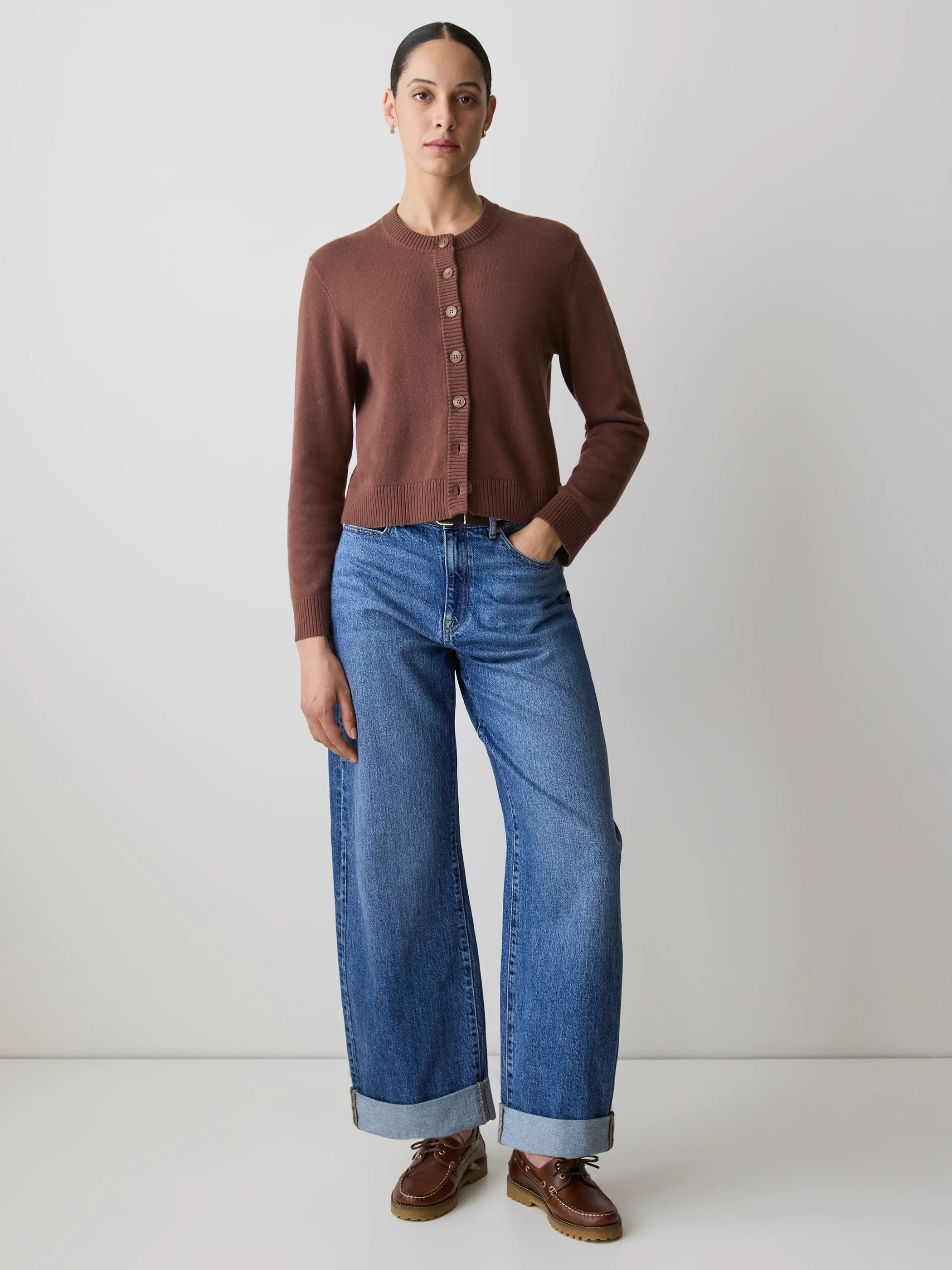 Wool-Blend Long-Sleeve Crew-Neck Cardigan - Image 7