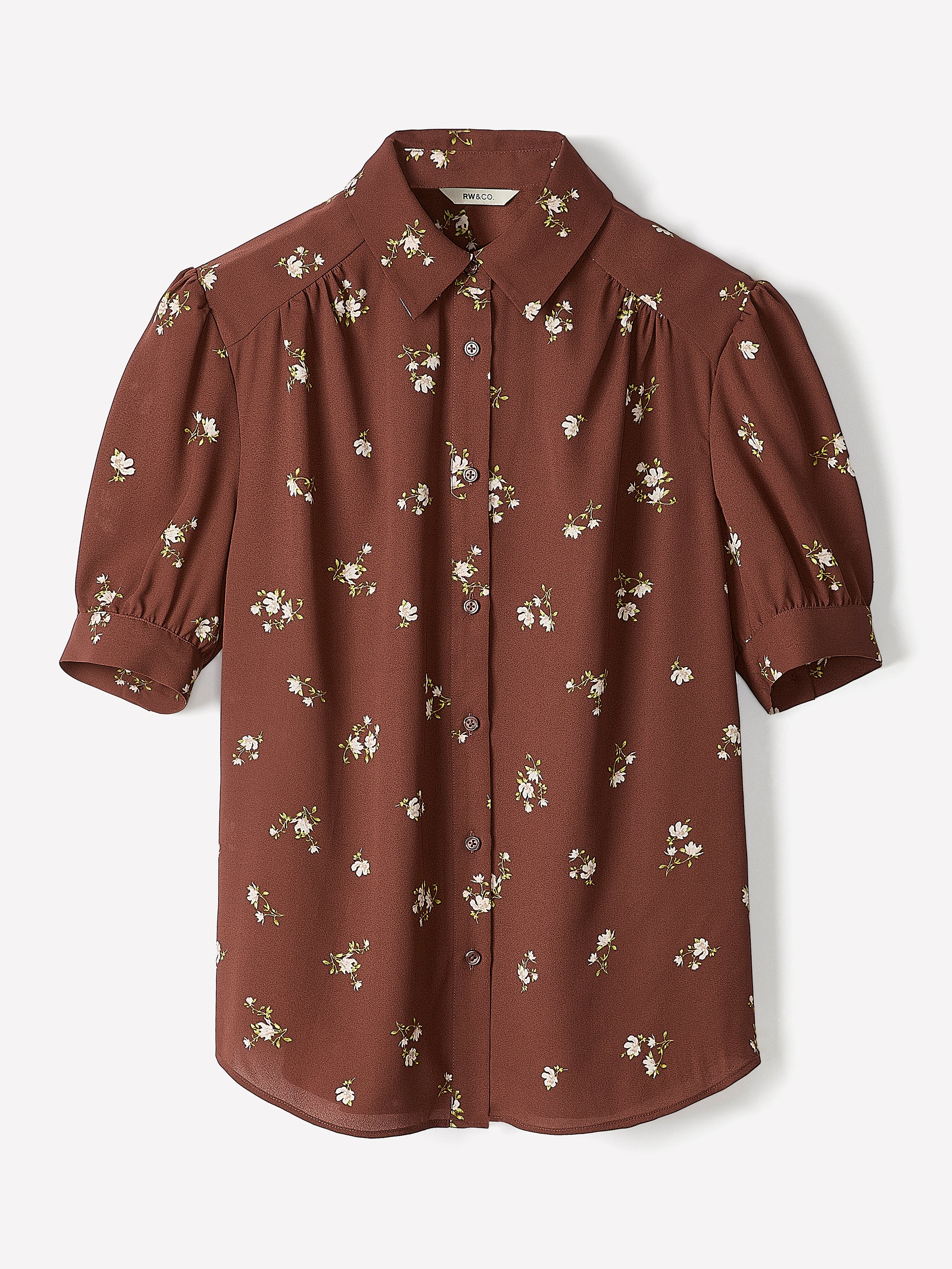 Silky Crepe Short-Sleeve Buttoned-Down Blouse - Image 12