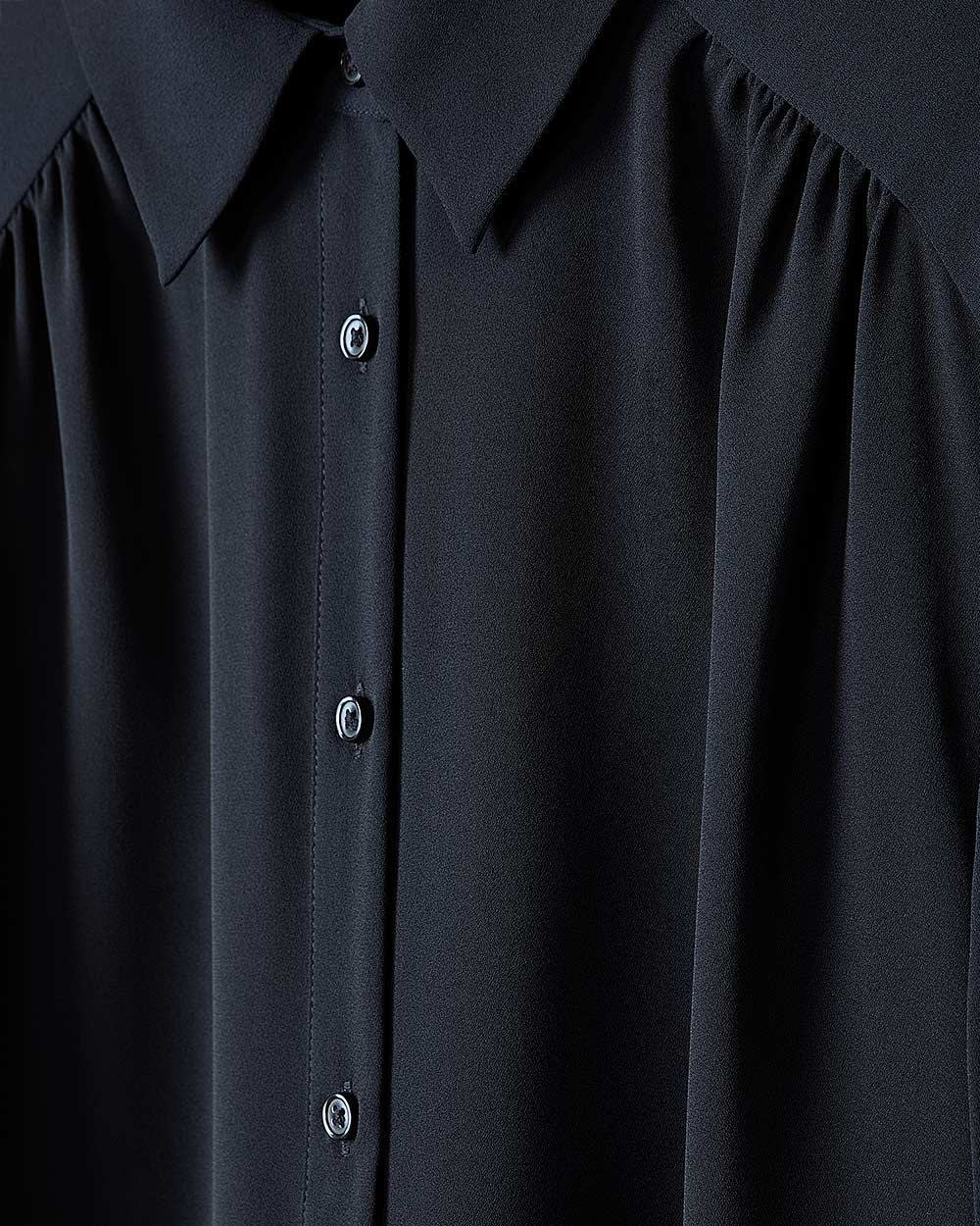 Silky Crepe Short-Sleeve Buttoned-Down Blouse - Image 5