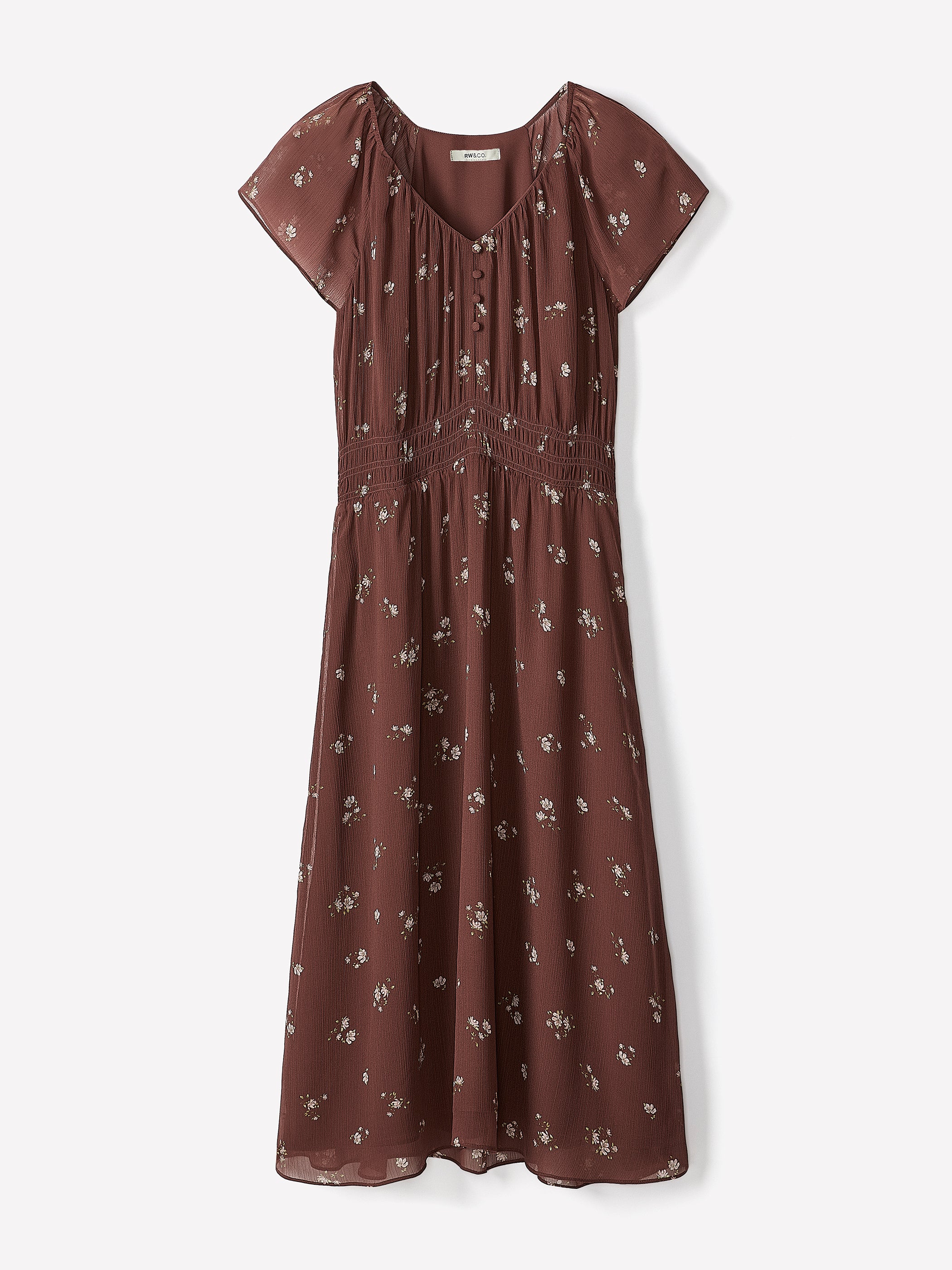 Fit-and-Flare Midi Dress with Short Flutter Sleeves - Image 11