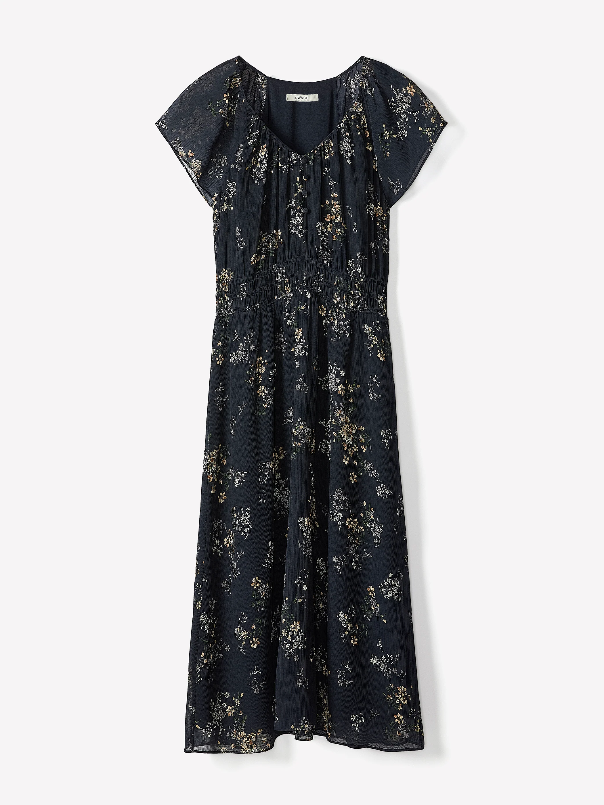 Fit-and-Flare Midi Dress with Short Flutter Sleeves - Image 5