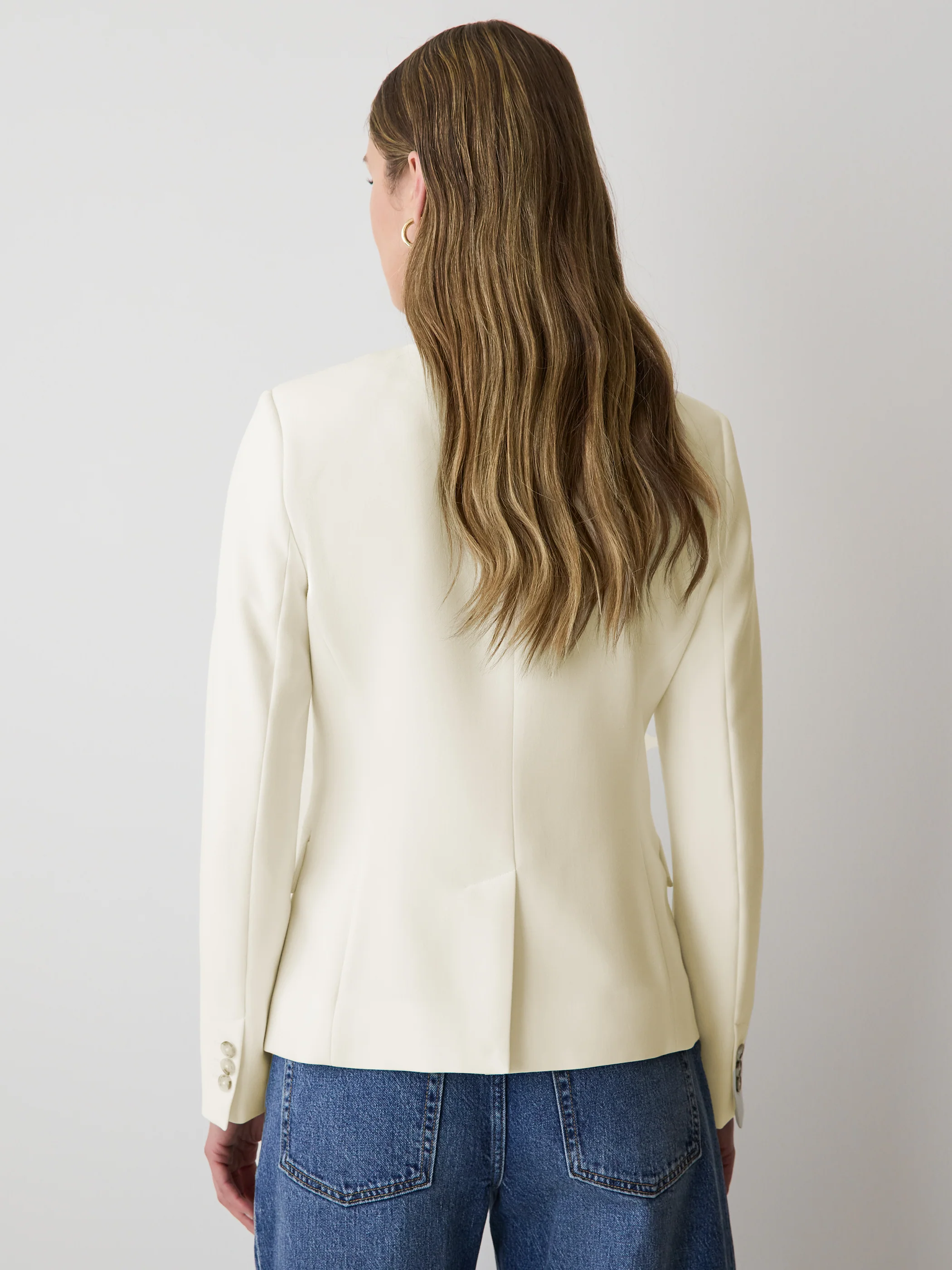 Collarless Fitted Blazer - Image 3