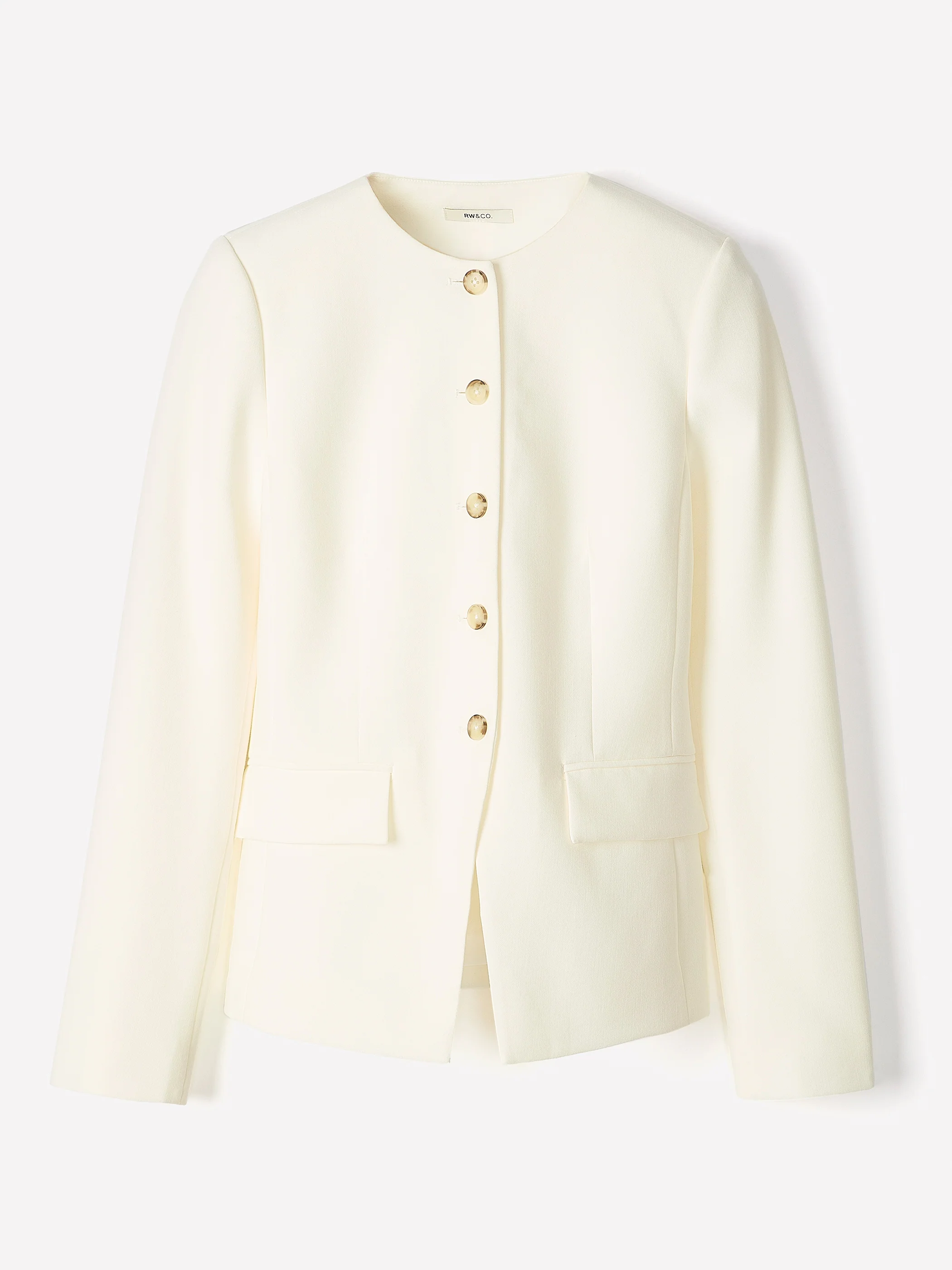 Collarless Fitted Blazer - Image 5