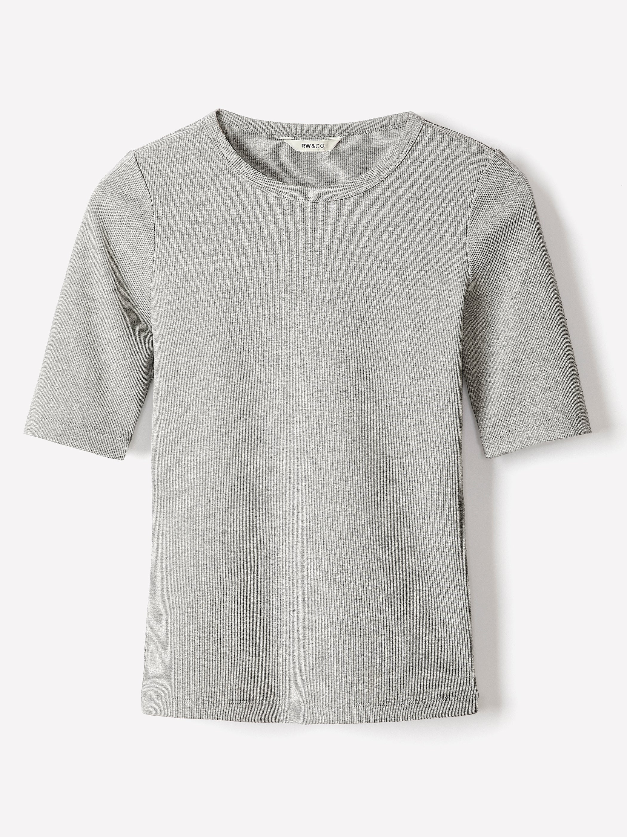 Elbow-Sleeve Crew-Neck Ribbed Tee - Image 10