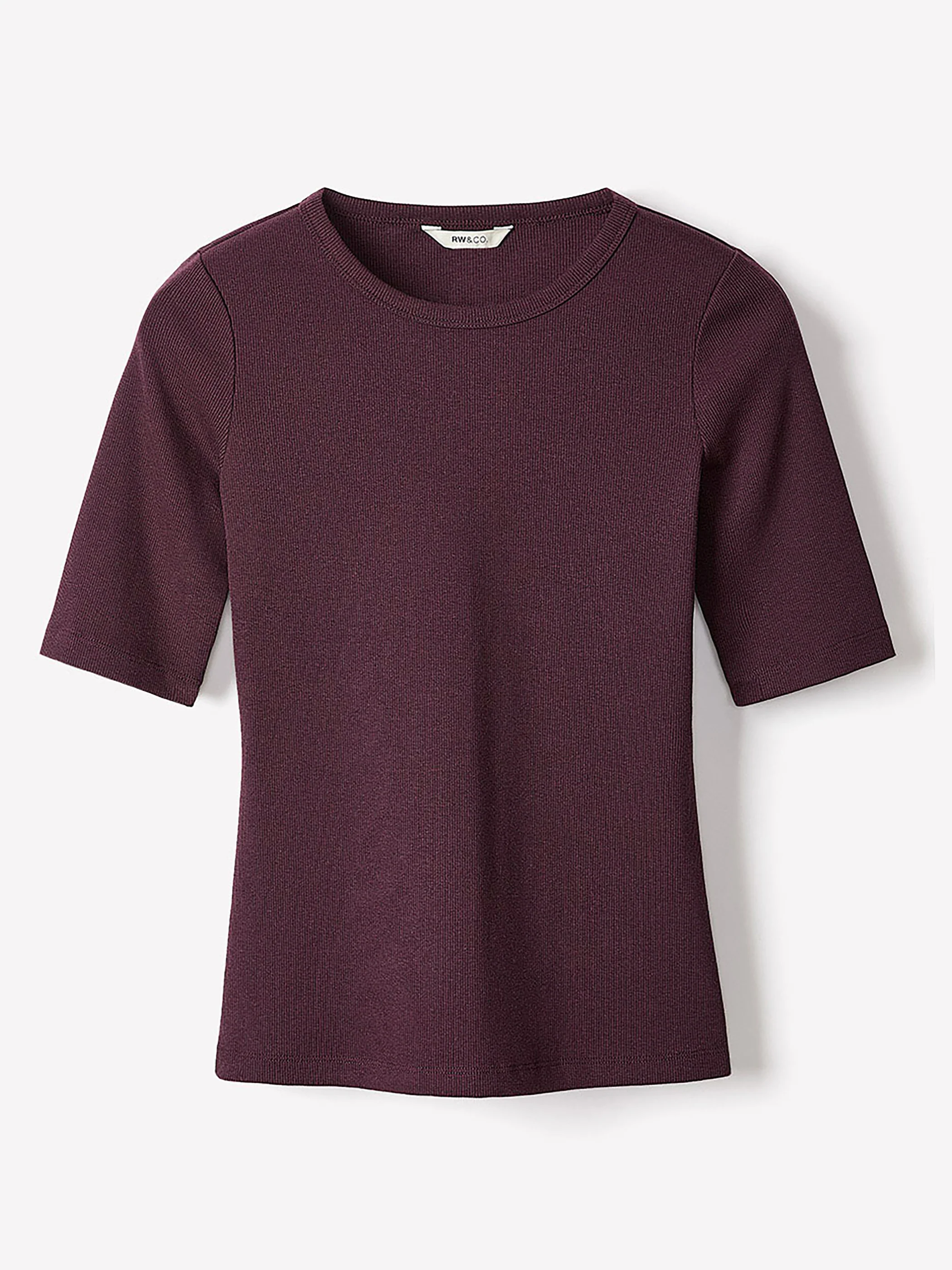 Elbow-Sleeve Crew-Neck Ribbed Tee - Image 5