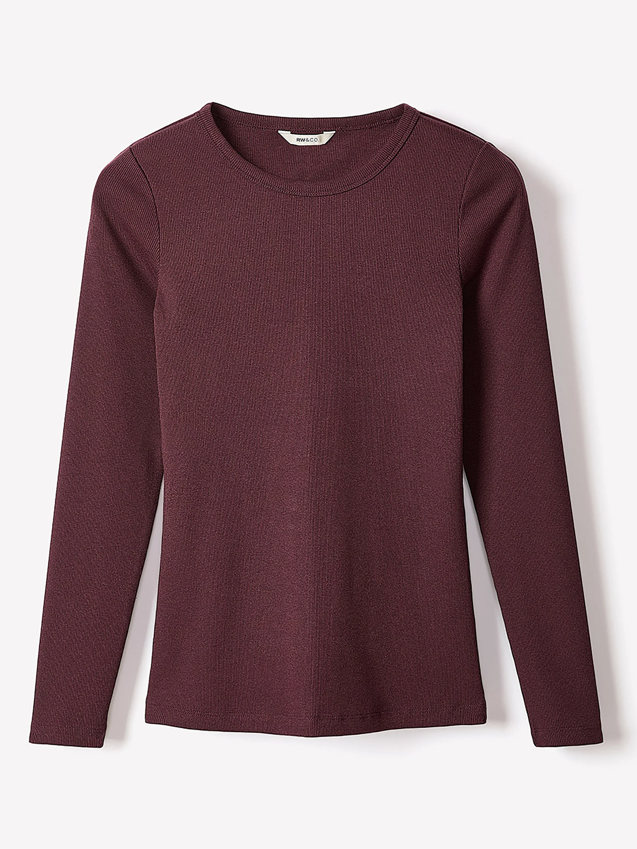 Long-Sleeve Crew-Neck Fitted Ribbed Tee - Image 5