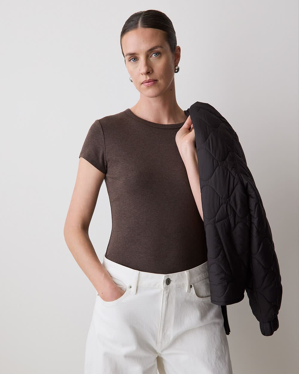 Short-Sleeve Crew-Neck Ribbed Tee
