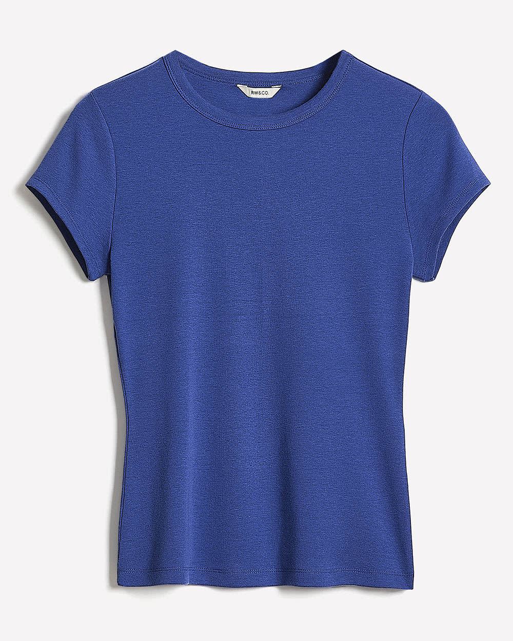 Short-Sleeve Crew-Neck Ribbed Tee - Image 10