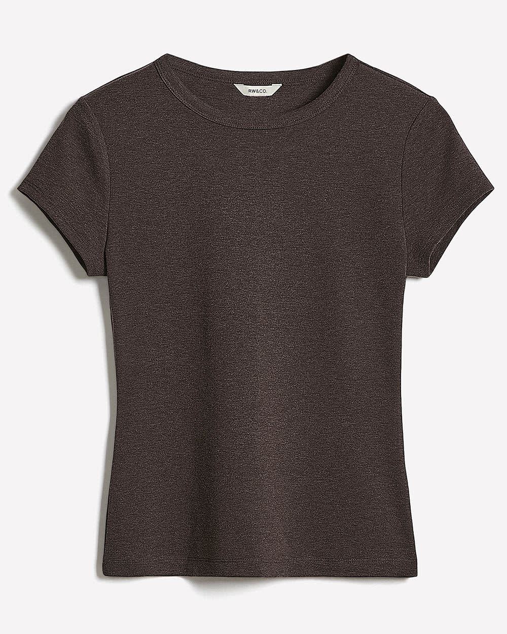 Short-Sleeve Crew-Neck Ribbed Tee - Image 5