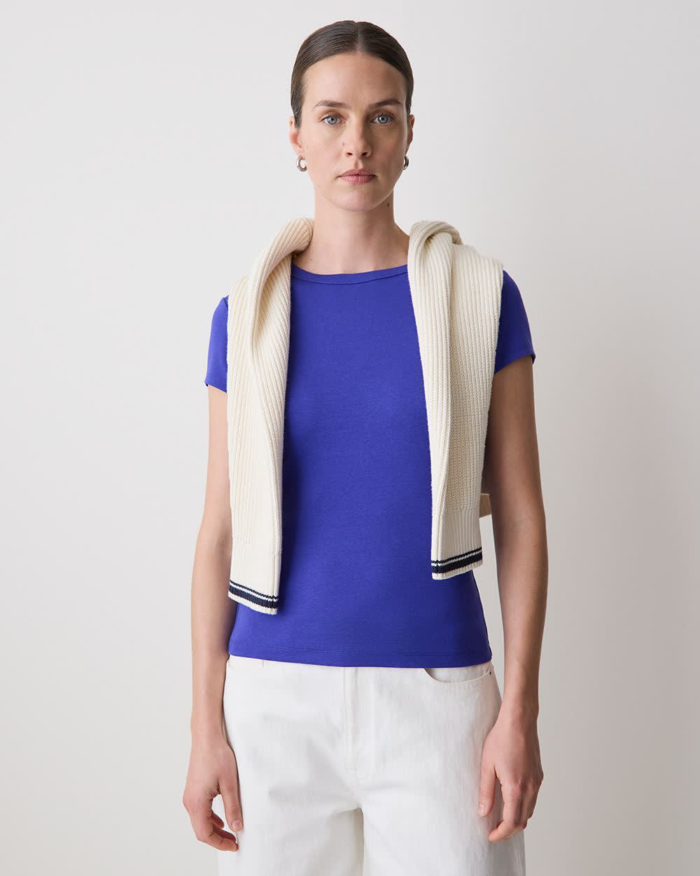Short-Sleeve Crew-Neck Ribbed Tee - Image 6