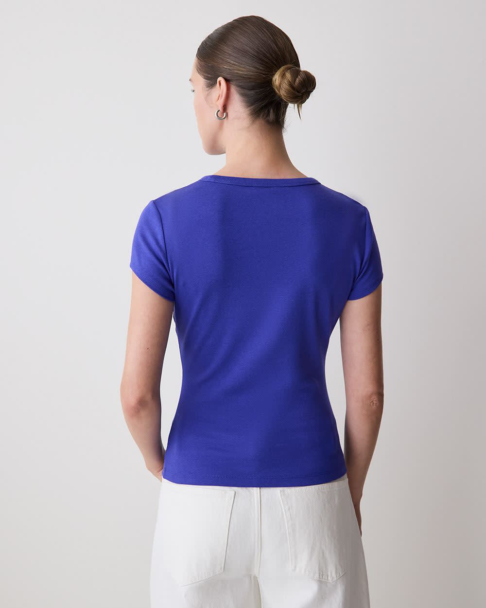 Short-Sleeve Crew-Neck Ribbed Tee - Image 8