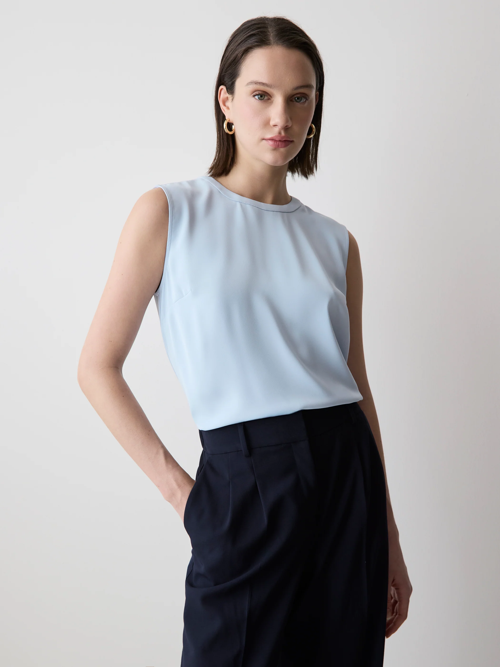 Crew-Neck Luxe Crepe Cami