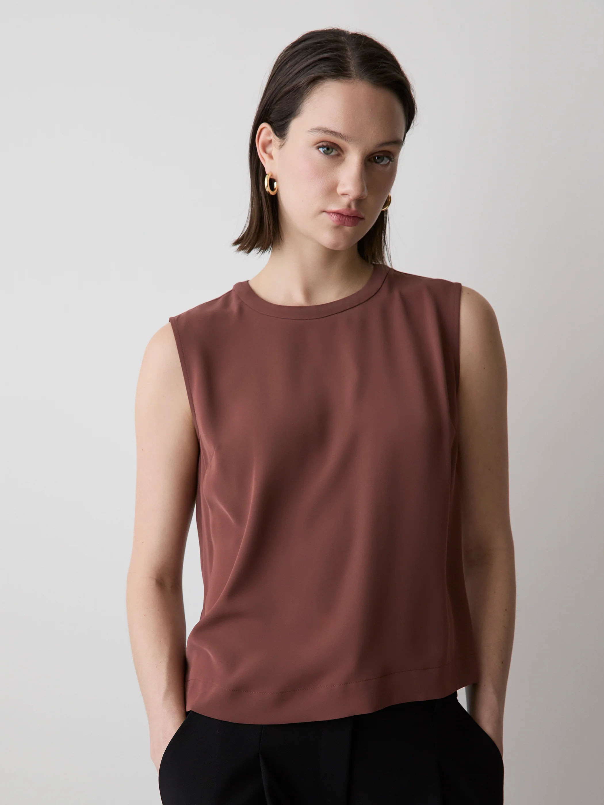 Crew-Neck Luxe Crepe Cami - Image 6