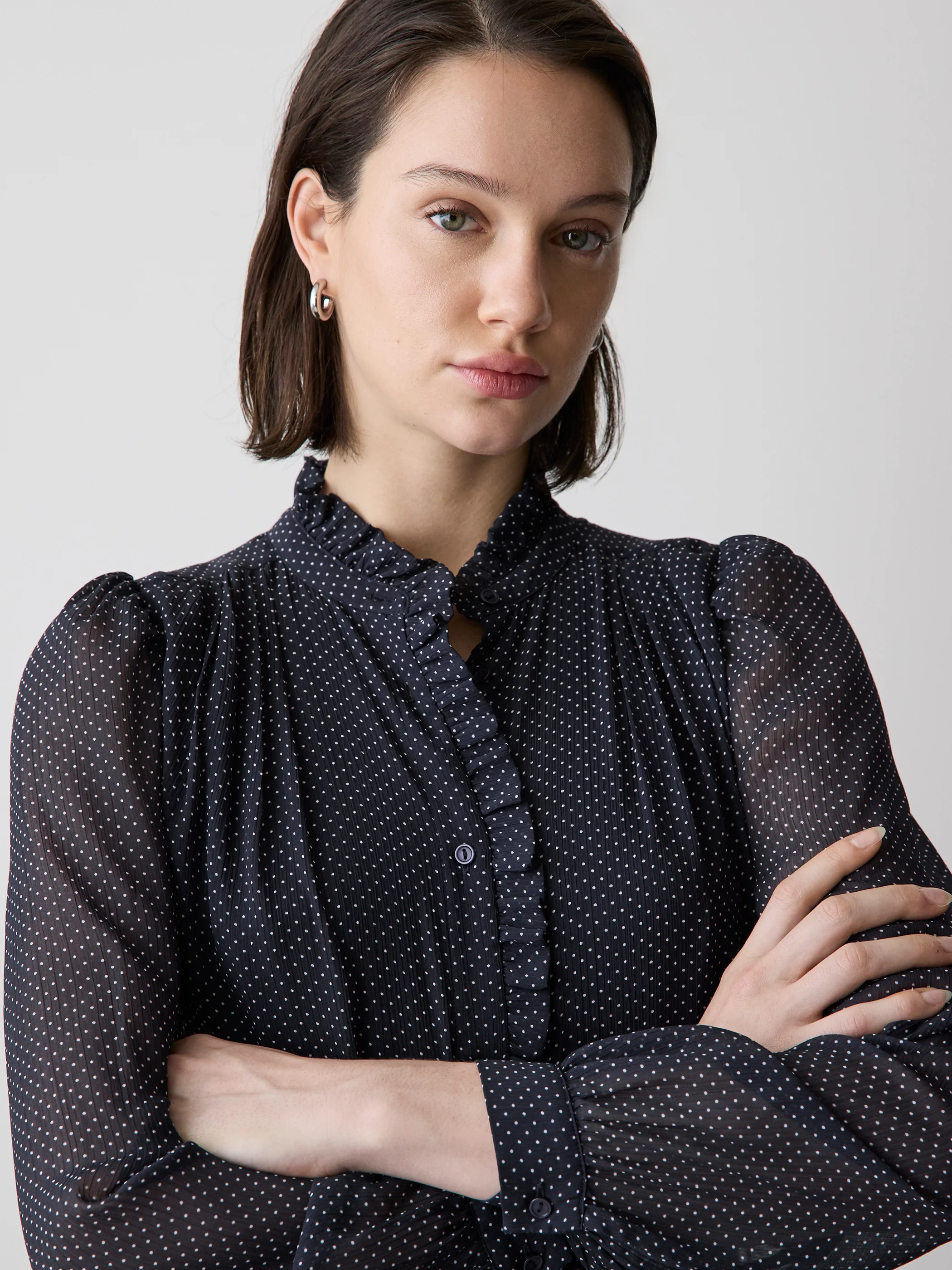Long-Sleeve Mock-Neck Buttoned-Down Midi Dress - Image 16
