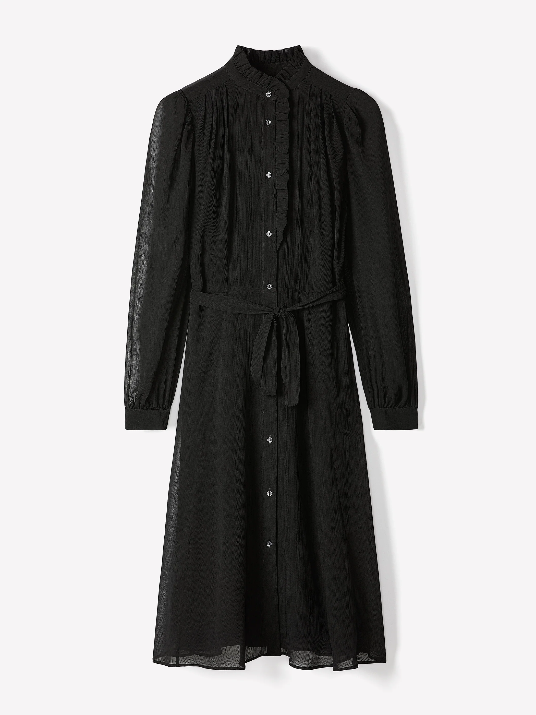Long-Sleeve Mock-Neck Buttoned-Down Midi Dress - Image 6