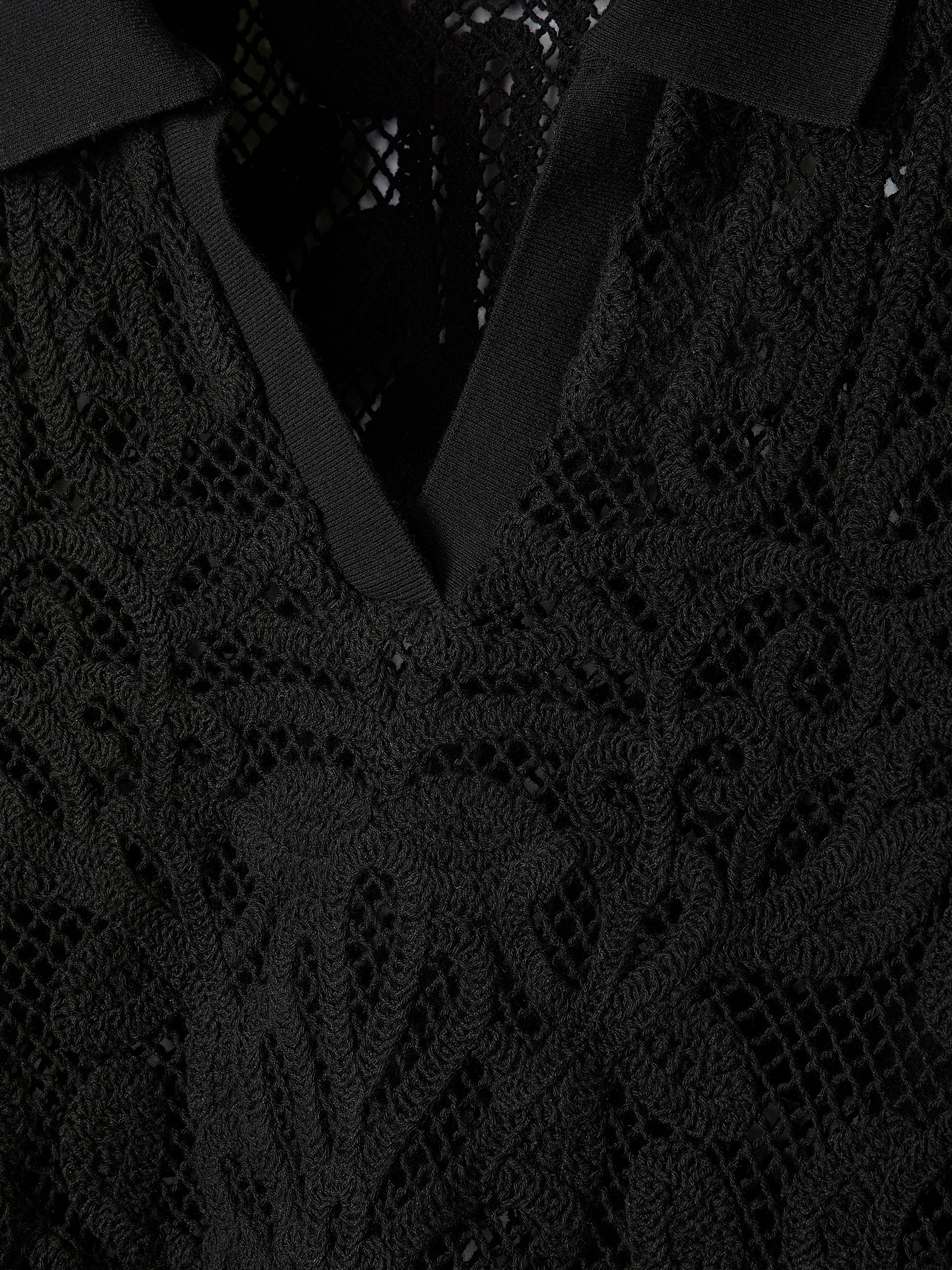 Short-Sleeve Crochet Polo Top - Image 5