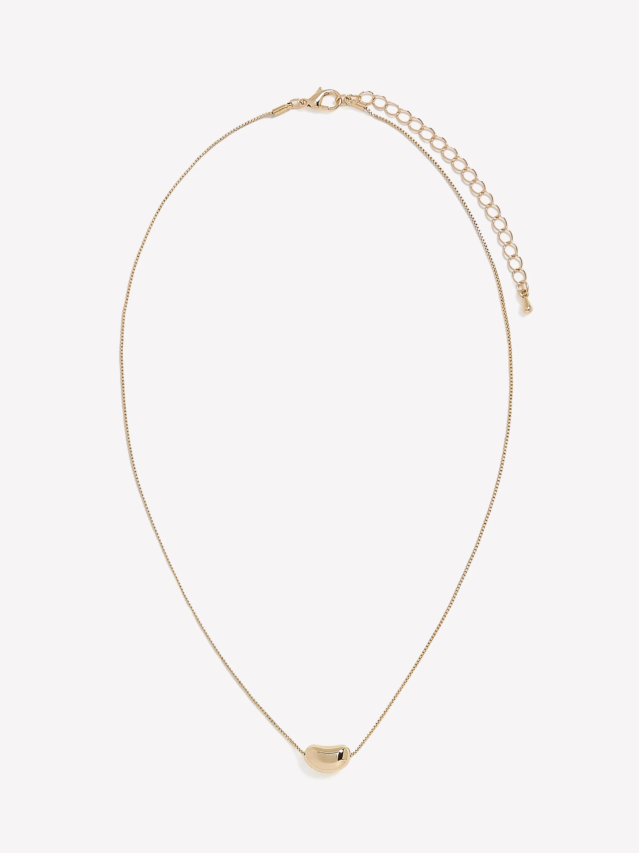 Delicate Chain Necklace with Bean Pendant - Image 4