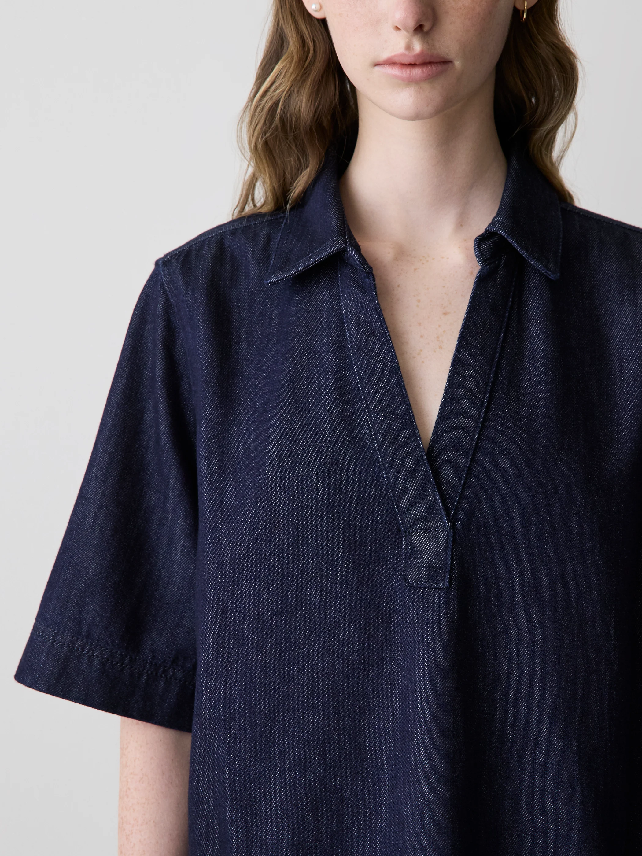 Short-Sleeve Mini Denim Dress - Image 4