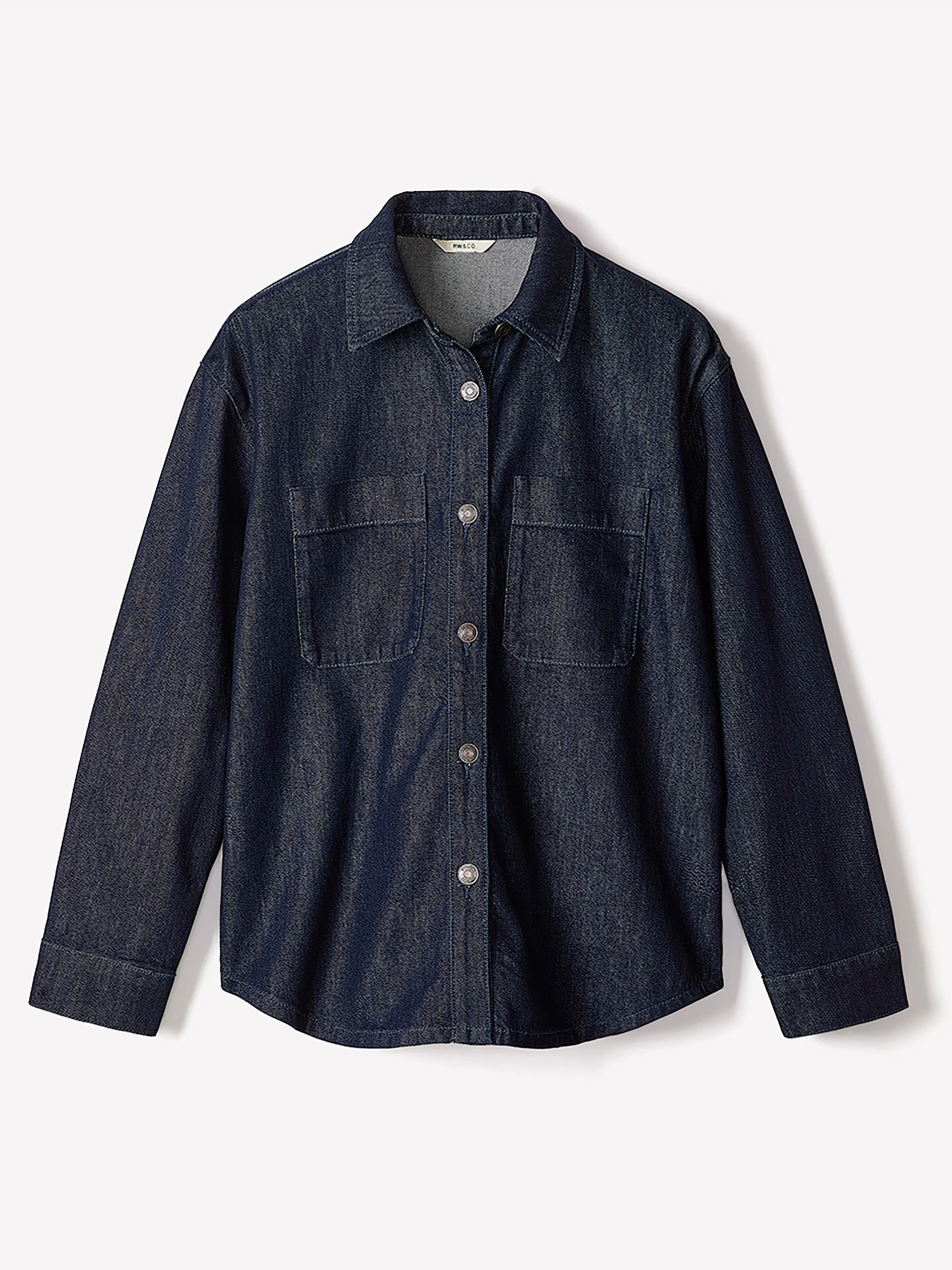 Long-Sleeve Buttoned-Down Denim Blouse - Image 5