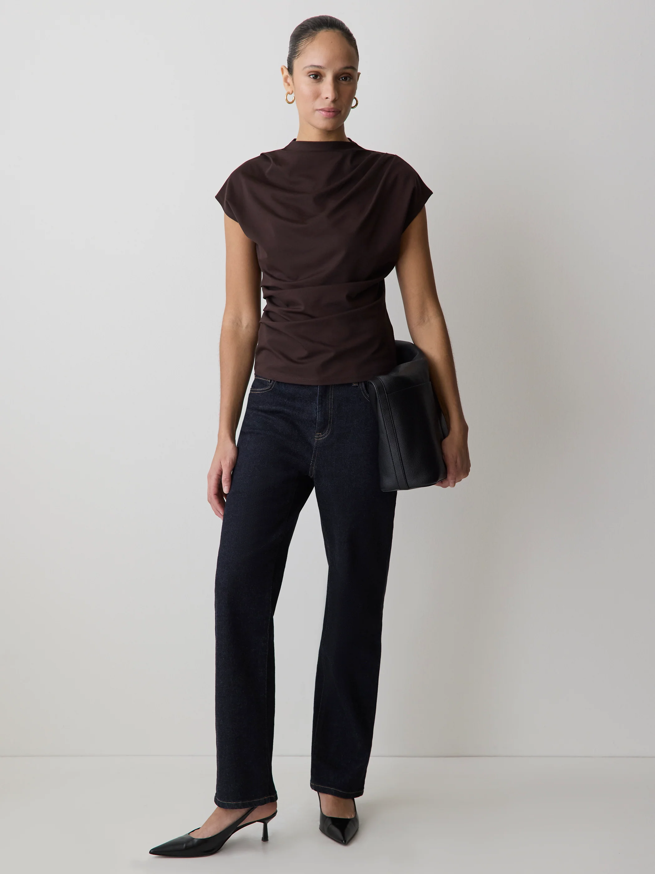 Extended-Sleeve Crew-Neck Draped Top - Image 8