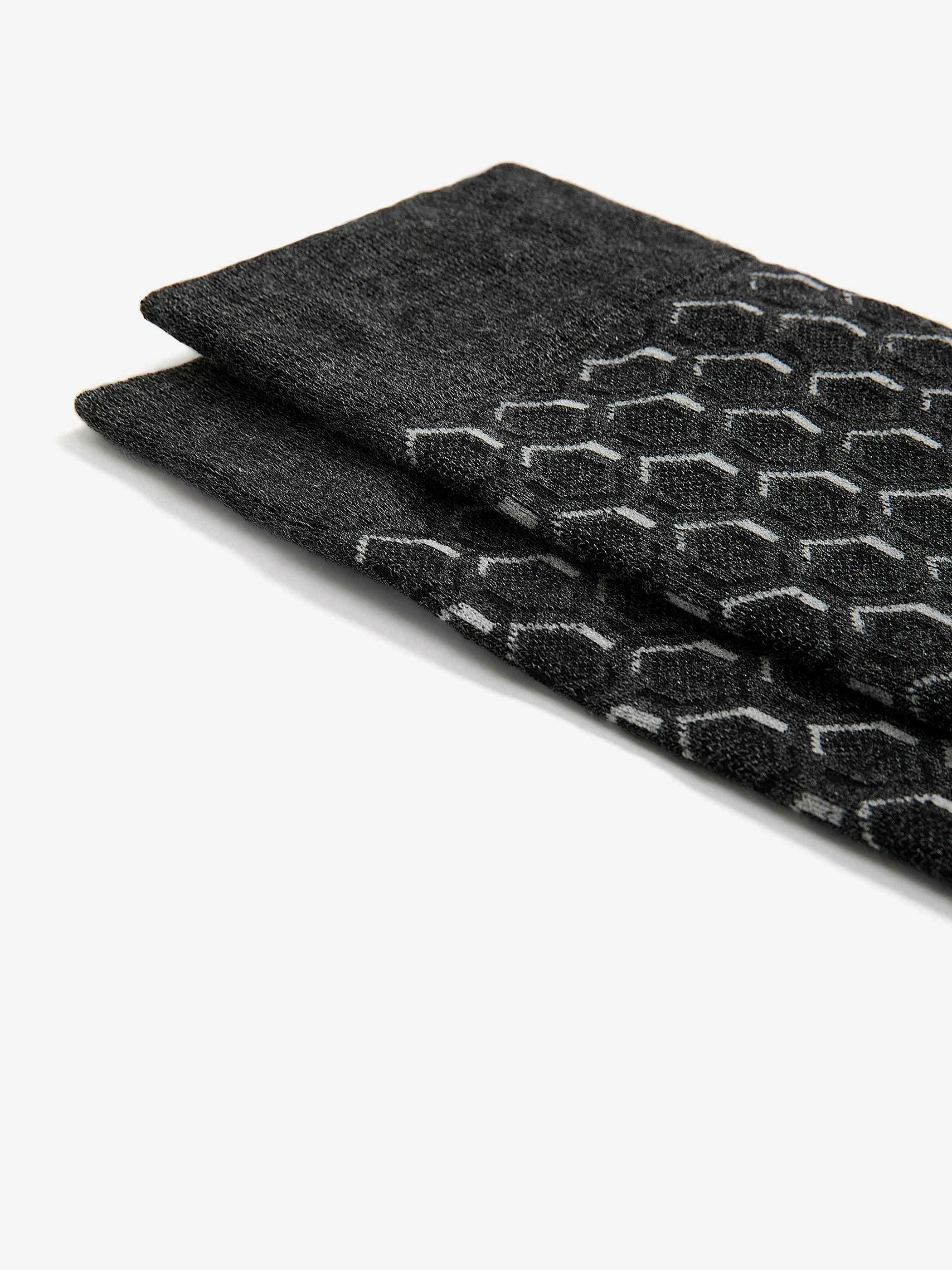 Grey Dress Socks with Hexagonal Pattern - Image 2