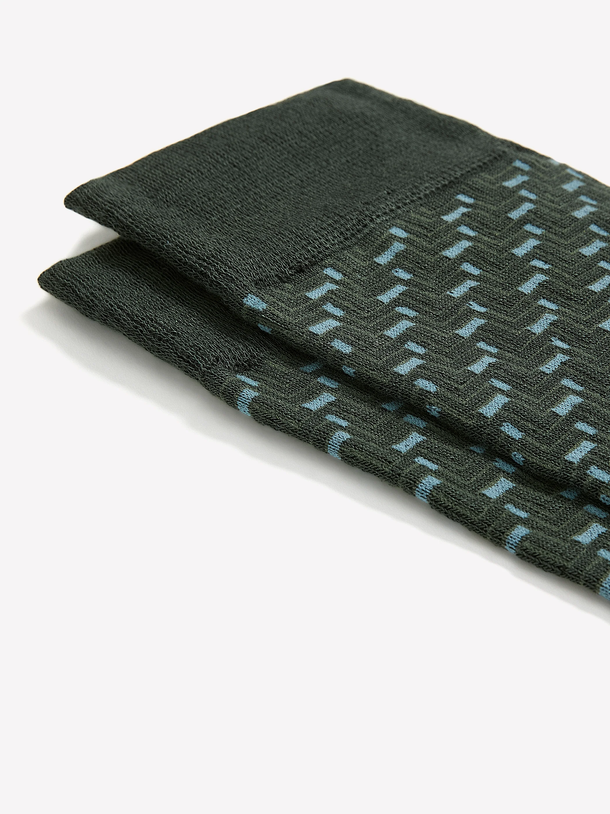 Green Dress Socks with Geo Pattern - Image 2