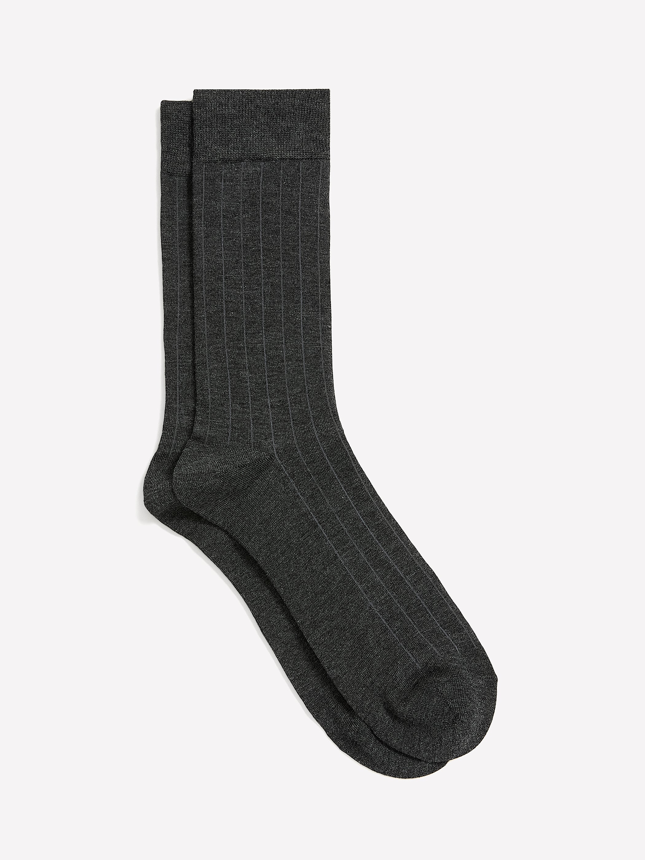 Grey Dress Socks with Striped Pattern
