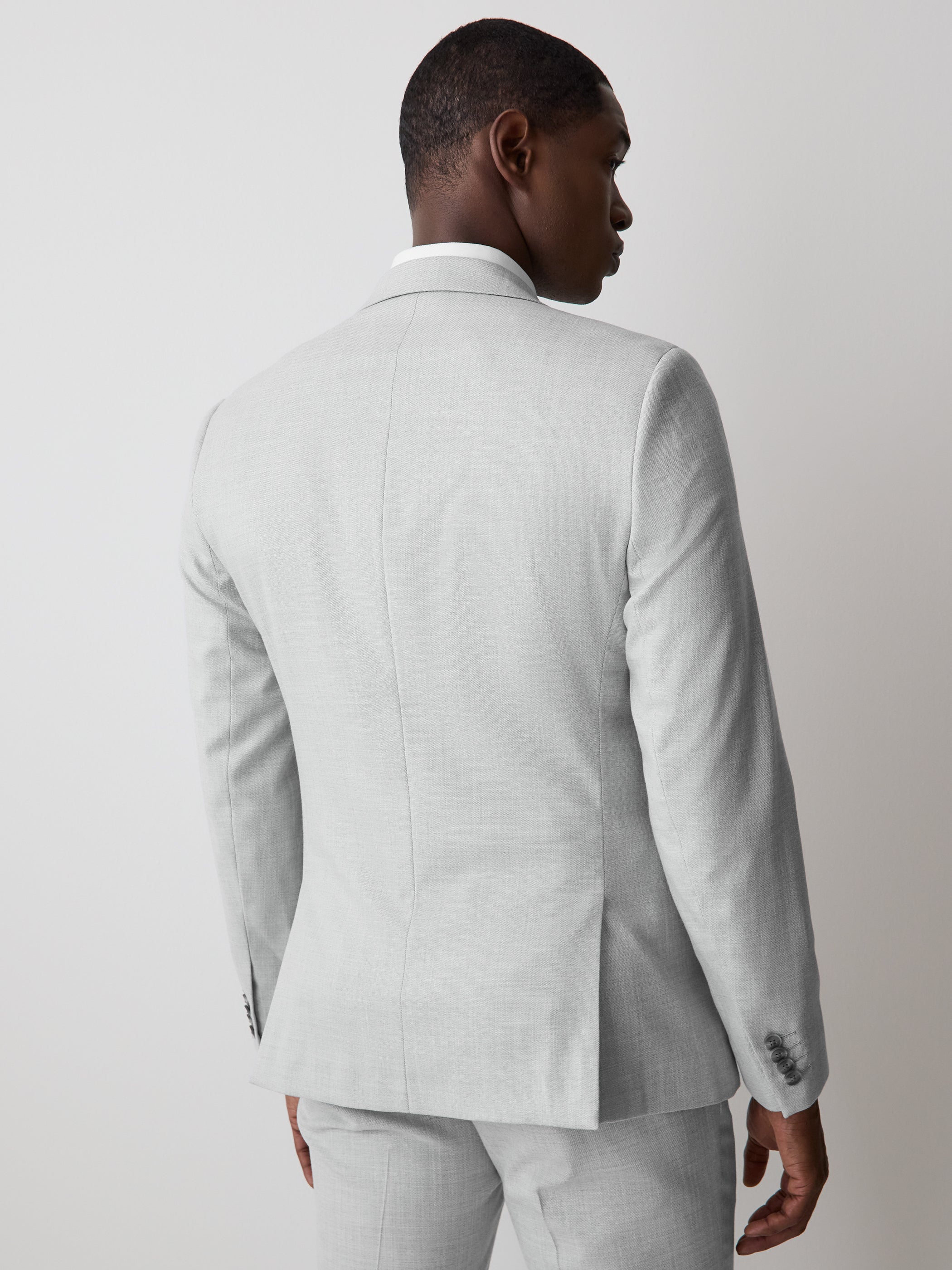 Essential Slim Fit Light Grey Suit Blazer - Image 3