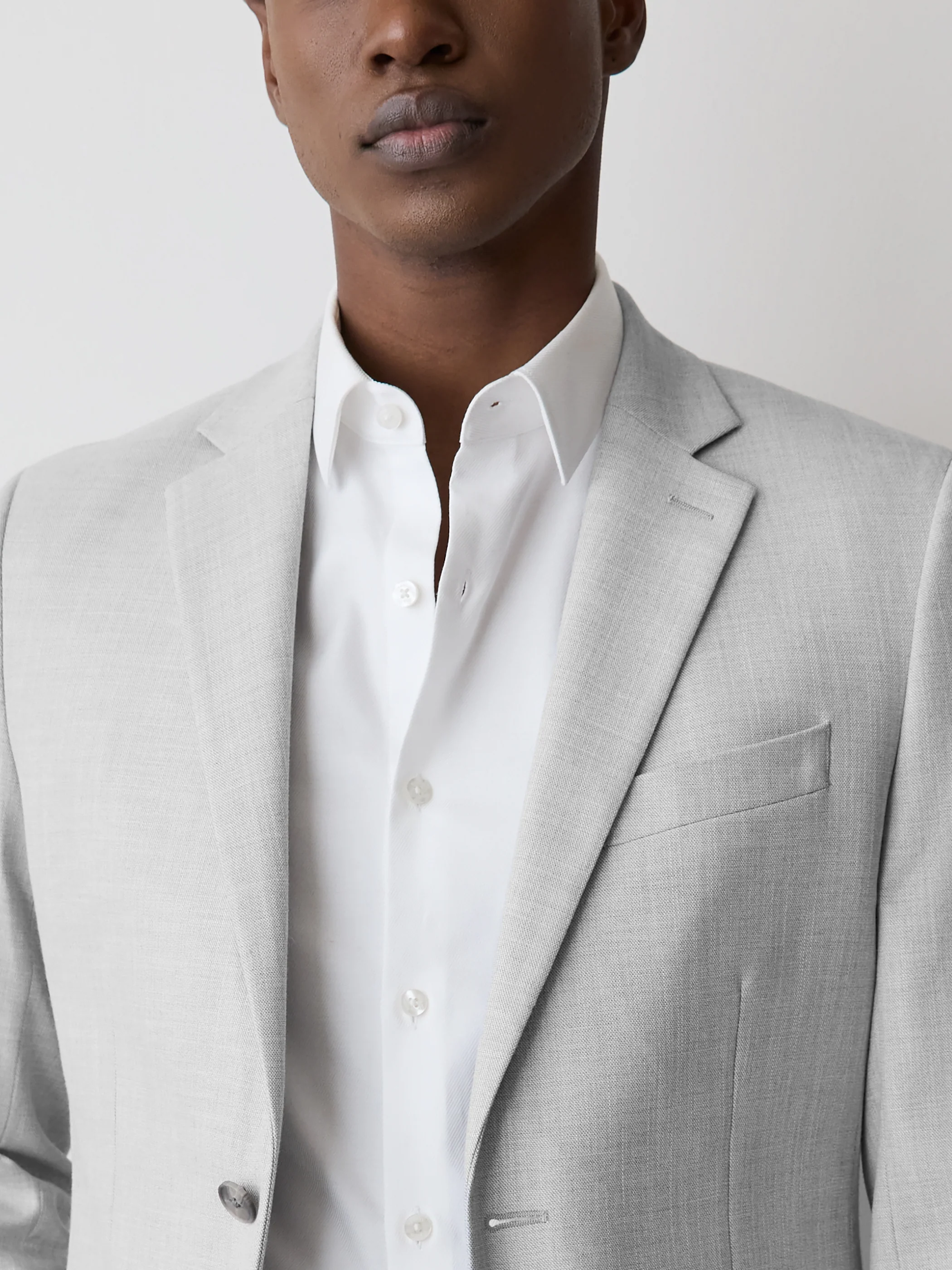 Essential Slim Fit Light Grey Suit Blazer - Image 4