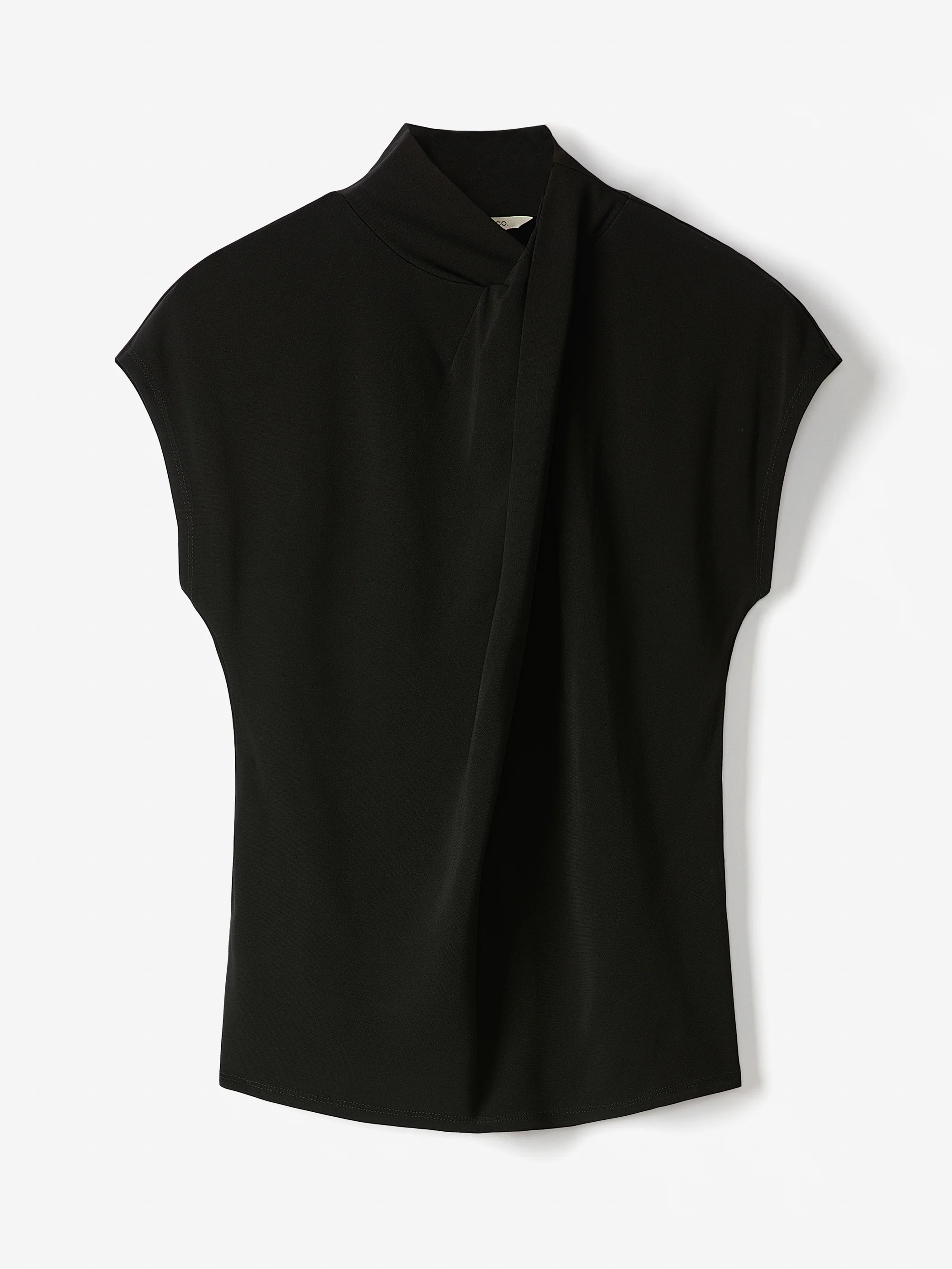 Extended-Sleeve Top with Crossover Draped Mock Neckline - Image 11