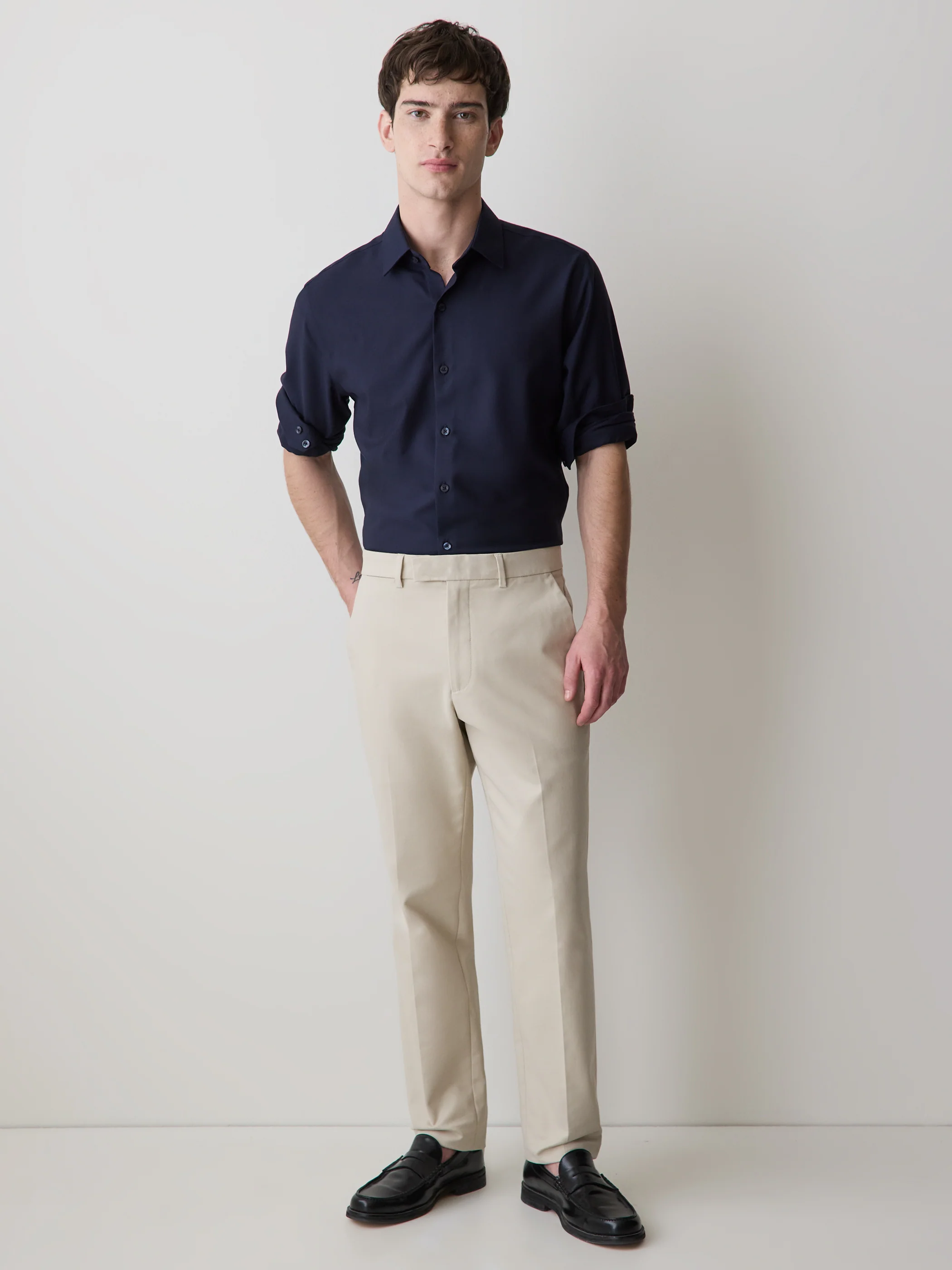 Slim Fit Knit-Like Dress Shirt - Image 2