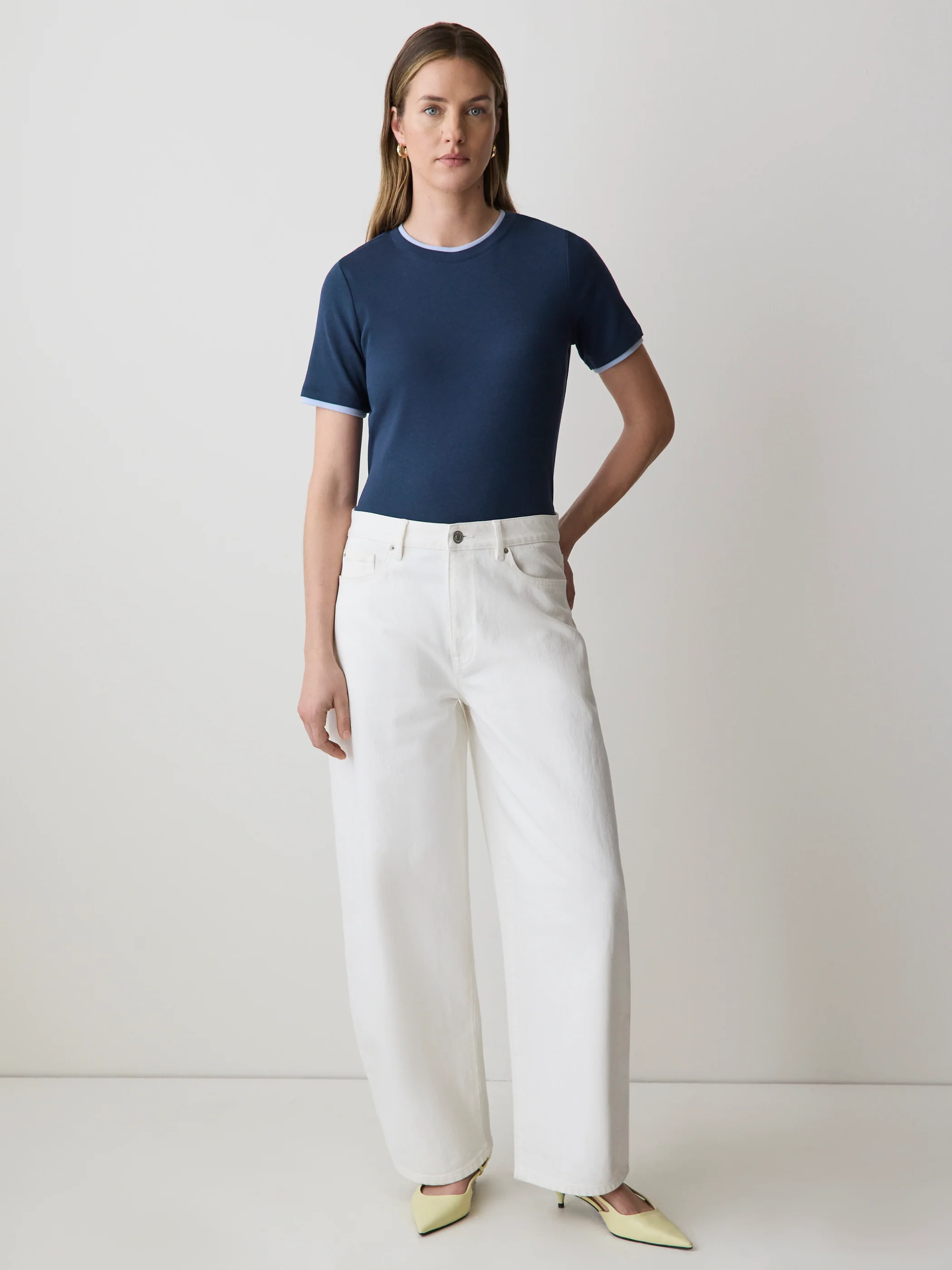 Short-Sleeve Crew-Neck Ribbed Basic Tee - Image 6