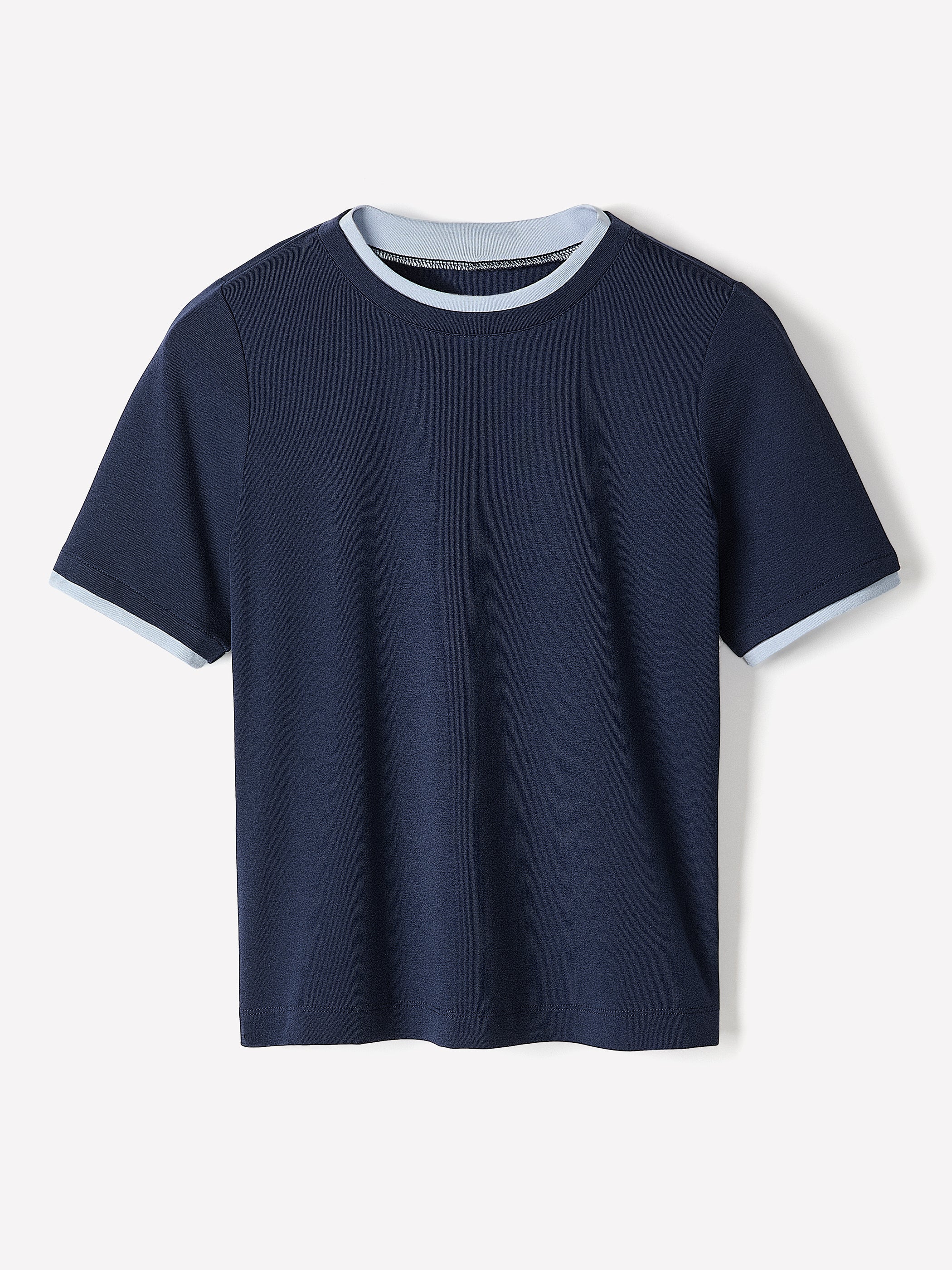 Short-Sleeve Crew-Neck Ribbed Basic Tee - Image 9