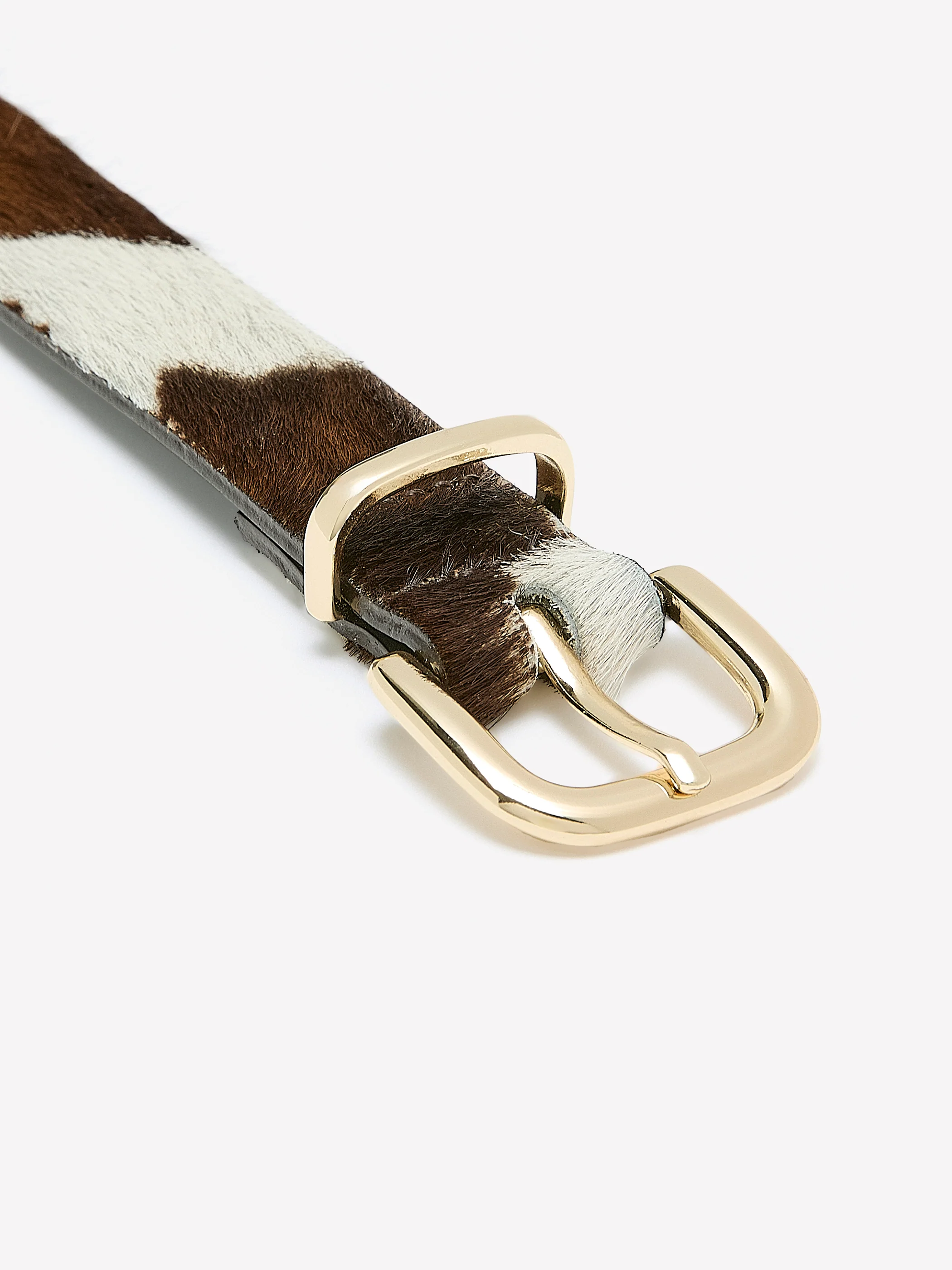 Leather Belt with Cow Print Pattern - Image 3