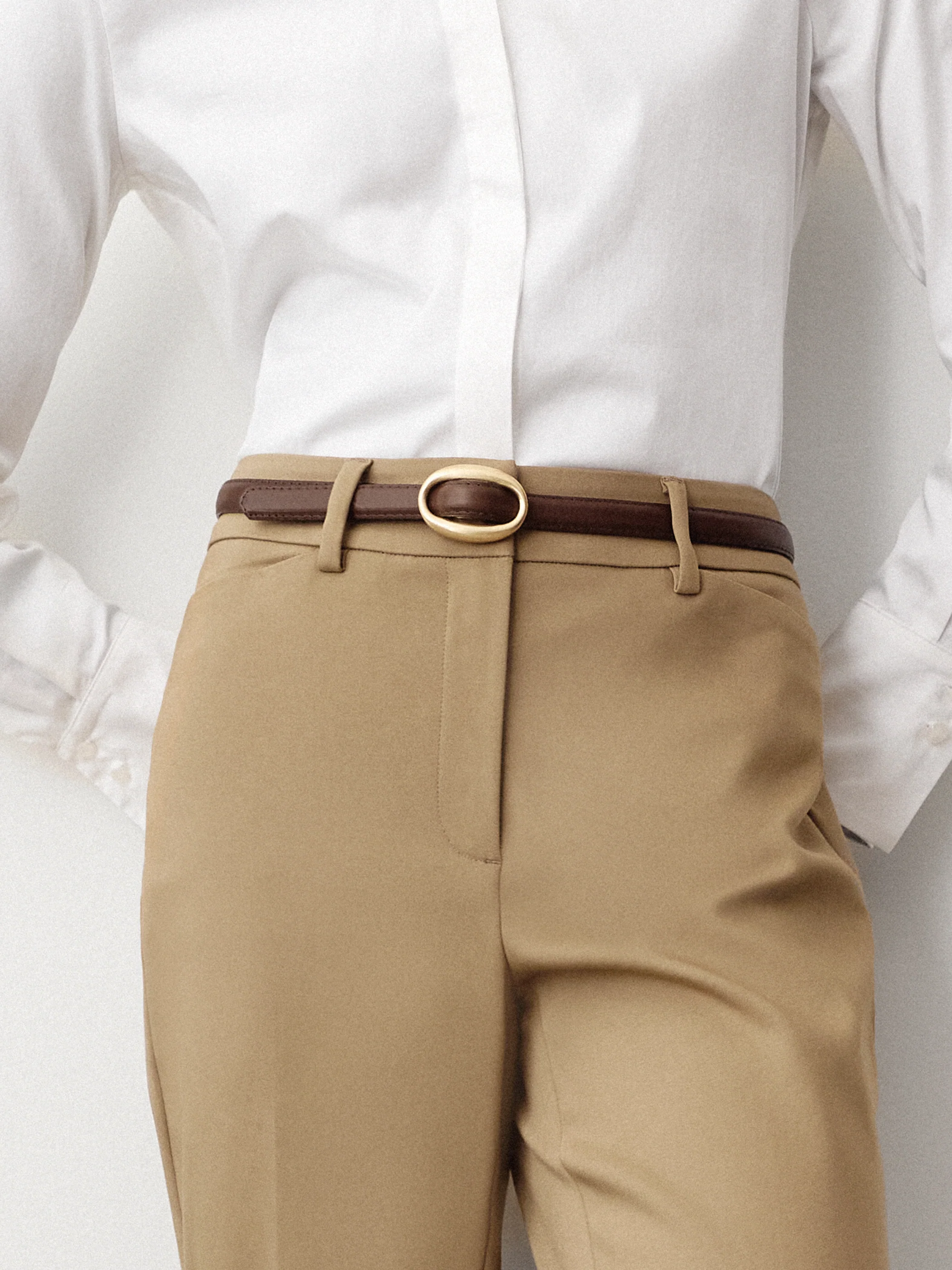 Thin Leather Belt with Sliding Buckle - Image 3