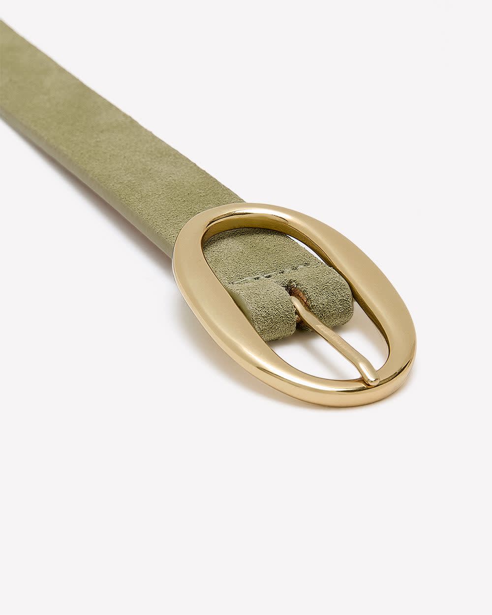 Suede Belt with Oval Buckle - Image 2