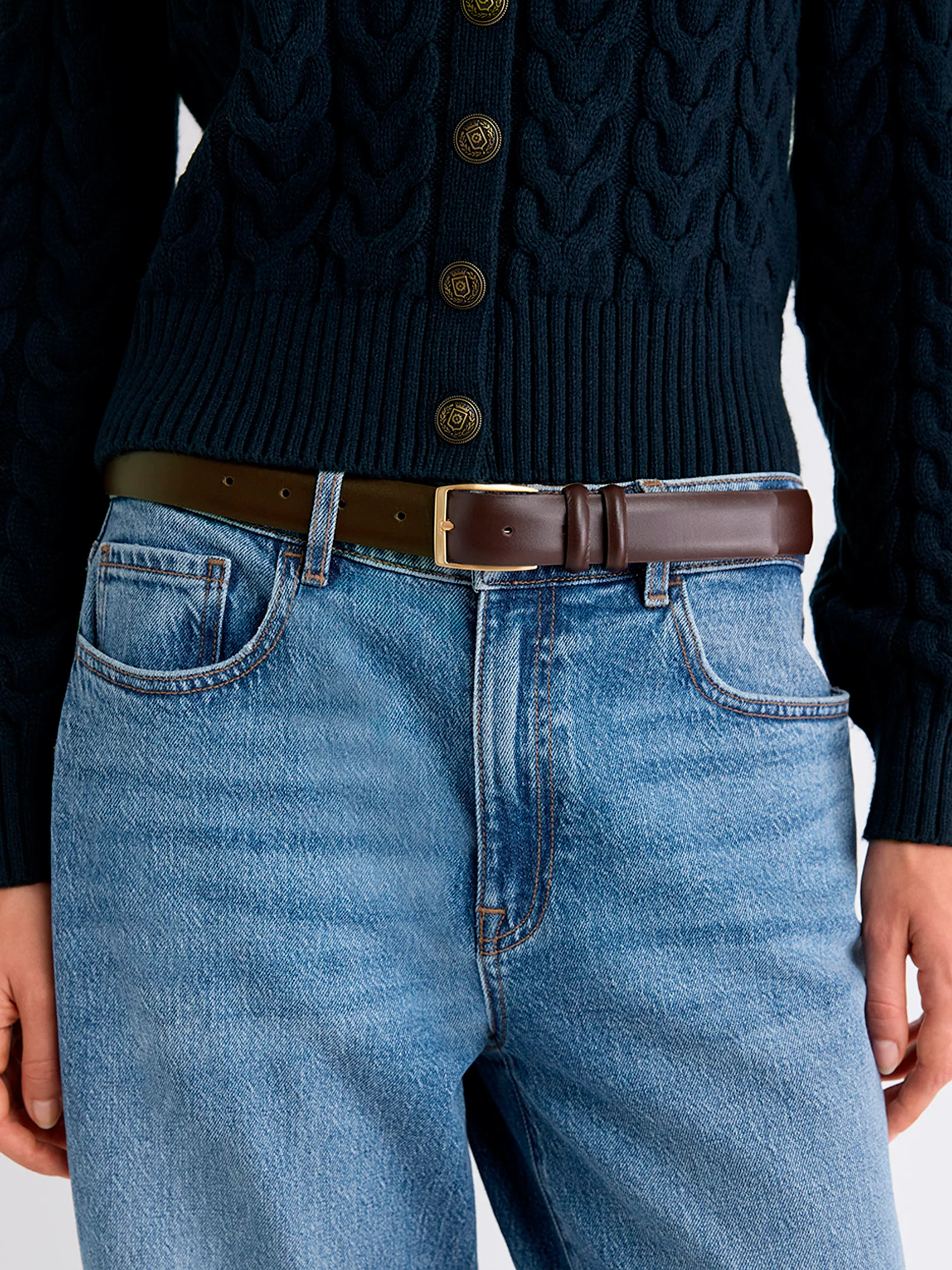 Leather Trouser Belt with Square Buckle - Image 3