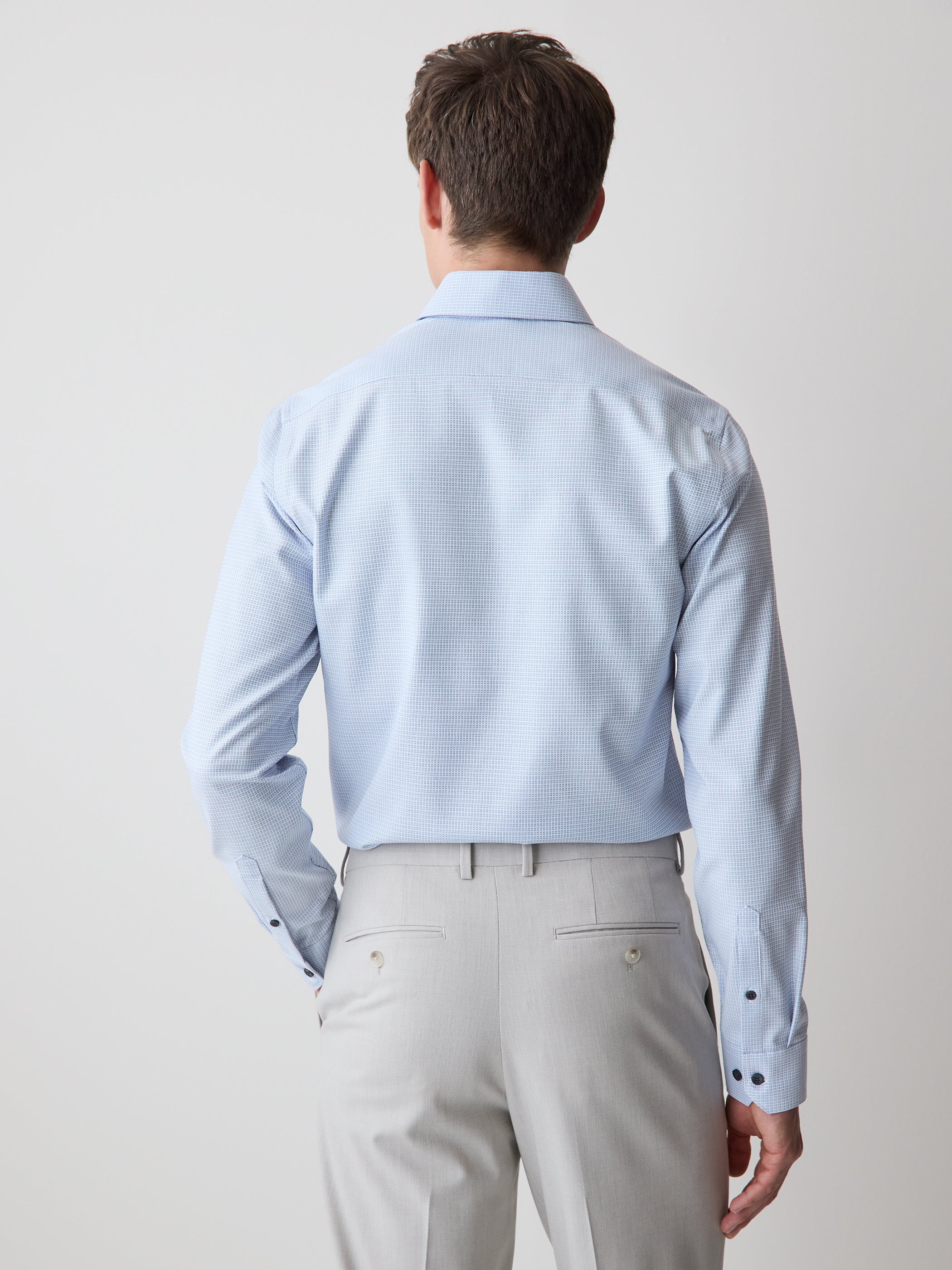 Light Blue Slim Fit Dobby Dress Shirt - Image 3