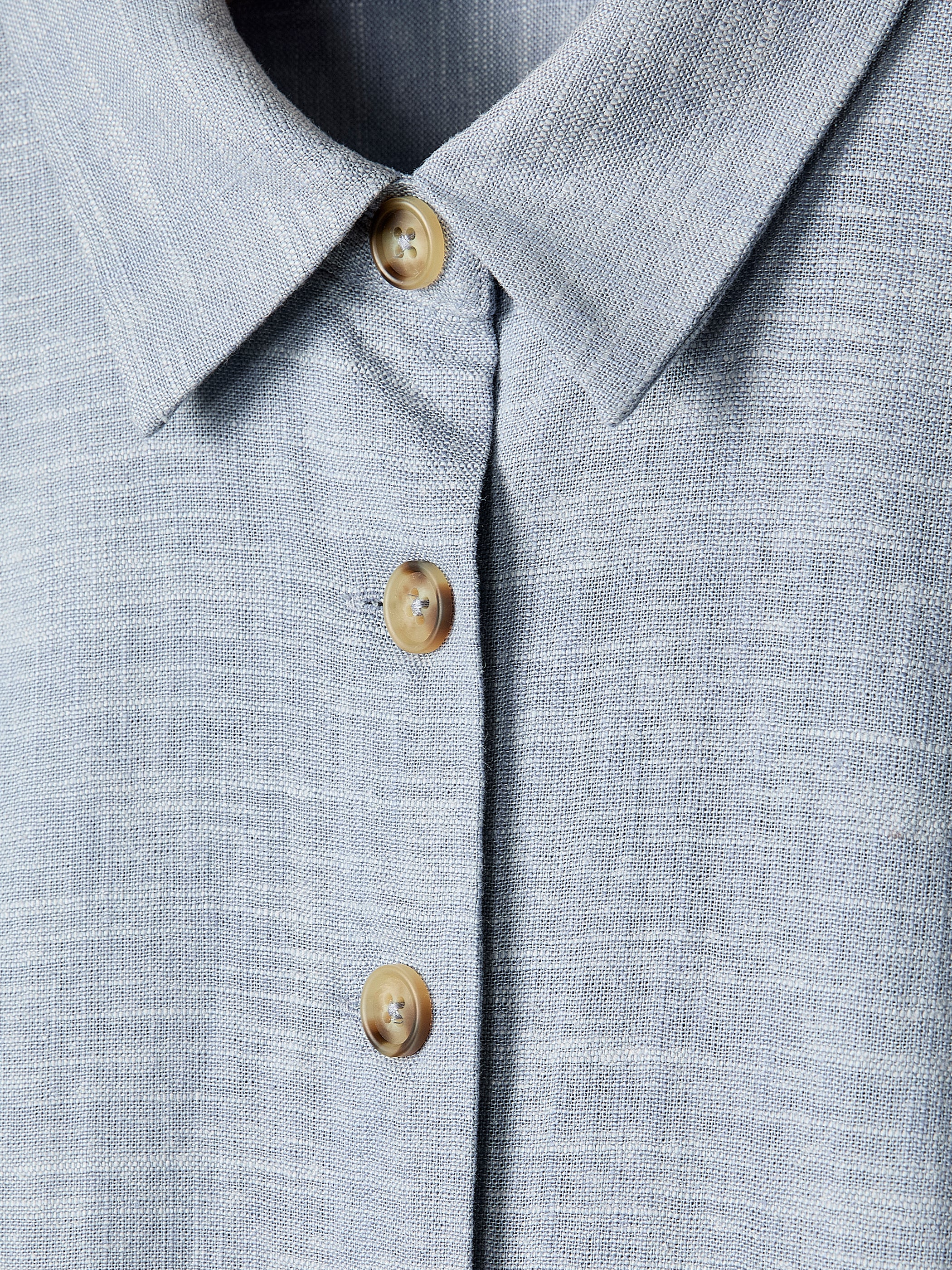 Short-Sleeve Linen-Blend Midi Dress with Shirt Collar - Image 5