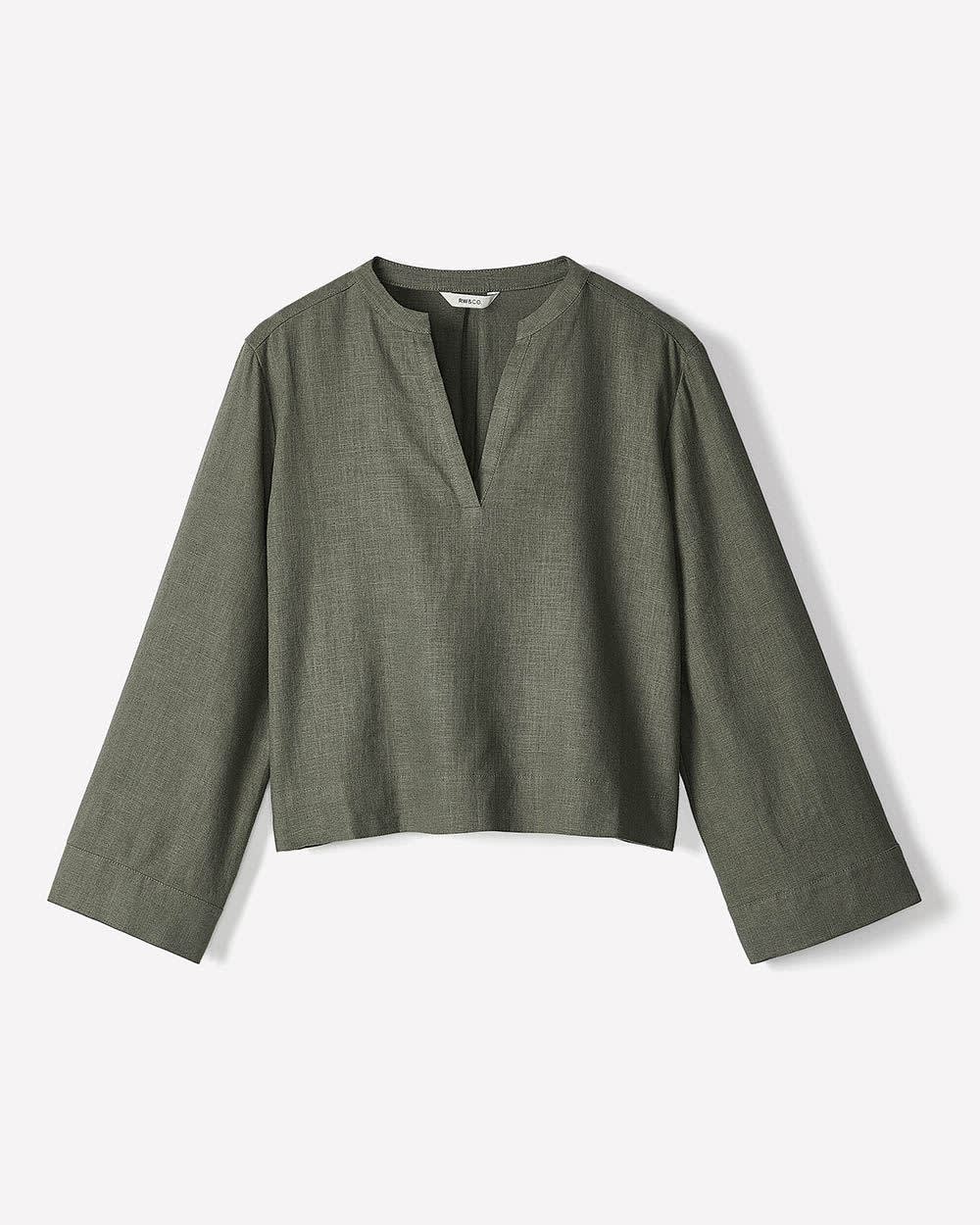 Linen Long-Sleeve Popover Blouse - Image 5